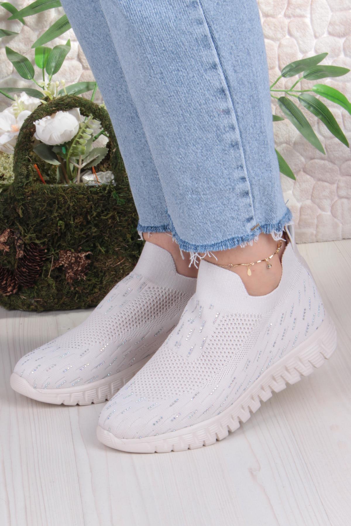 5060 Divamod Hafif Rahat Taş Detaylı Fileli Kadın Ayakkabı - Görsel 3