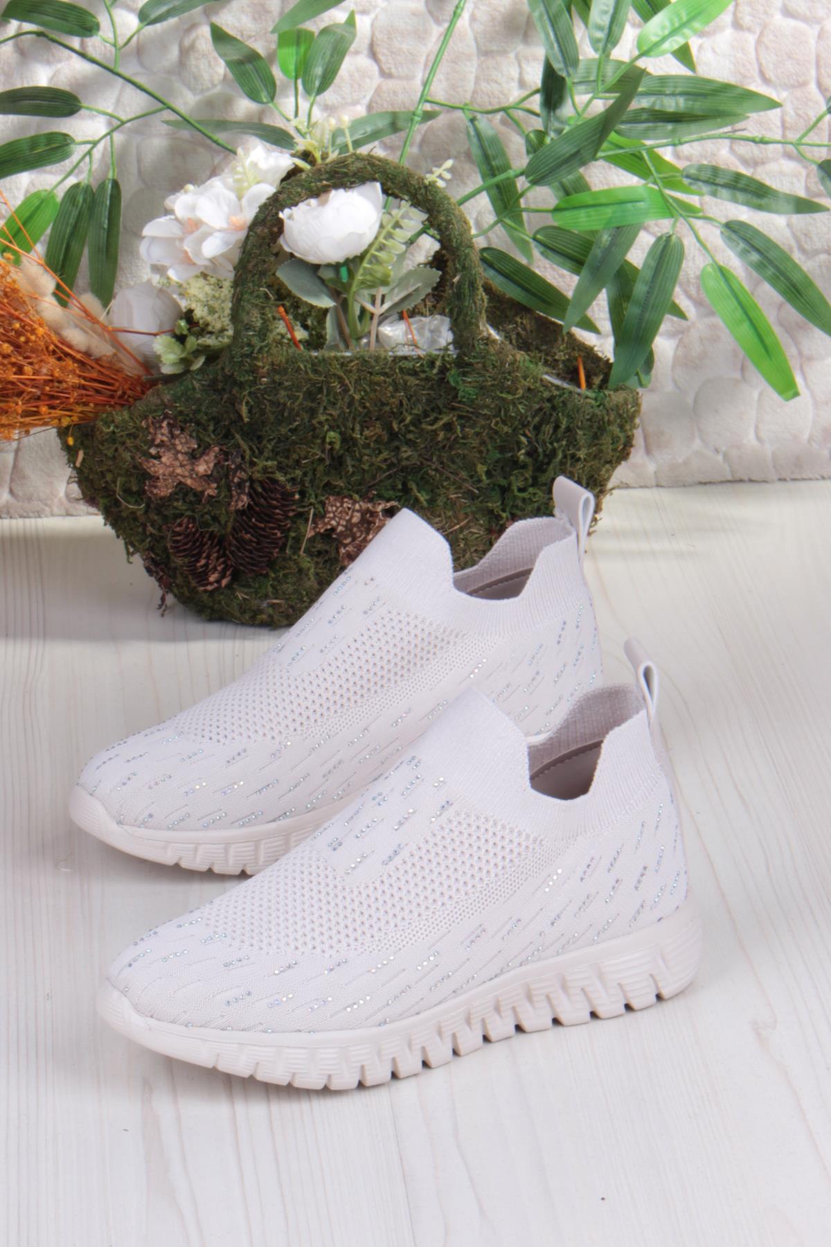 5060 Divamod Hafif Rahat Taş Detaylı Fileli Kadın Ayakkabı - Görsel 6