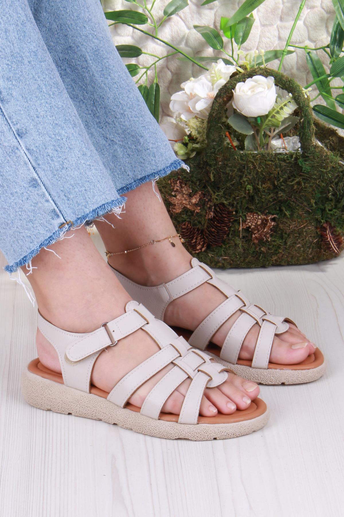 35904 Mavişim Rahat Esnek Çırt Bağlamalı Kadın Sandalet - Görsel 2