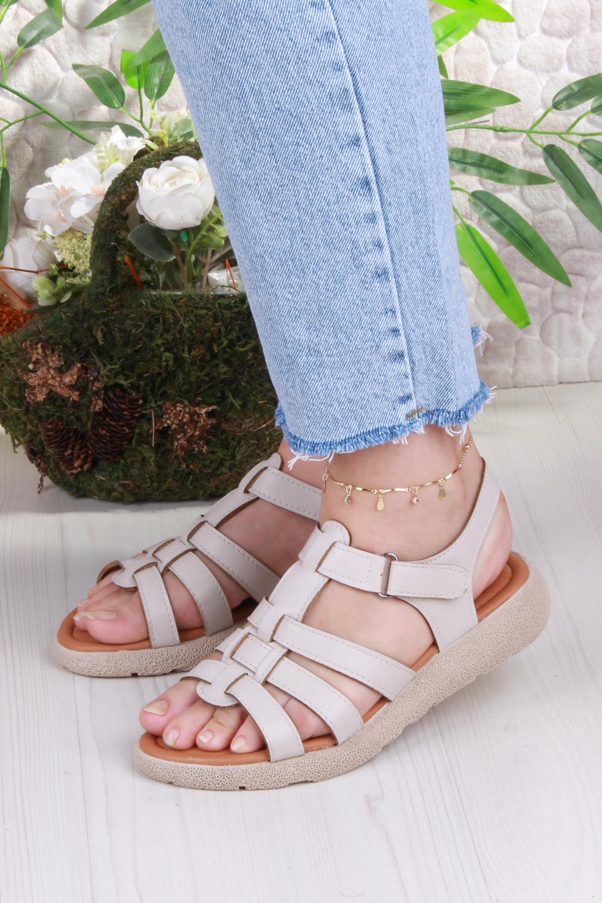 35904 Mavişim Rahat Esnek Çırt Bağlamalı Kadın Sandalet - Görsel 3