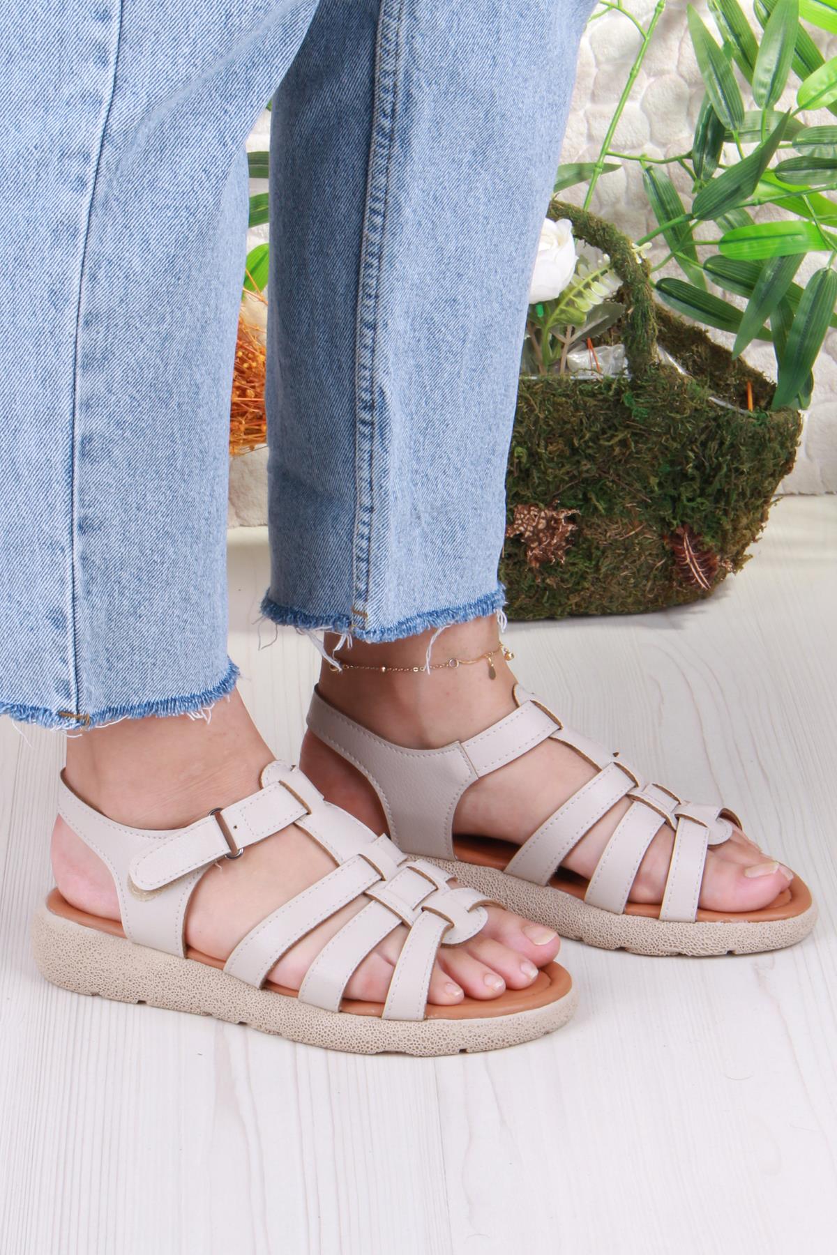 35904 Mavişim Rahat Esnek Çırt Bağlamalı Kadın Sandalet - Görsel 4