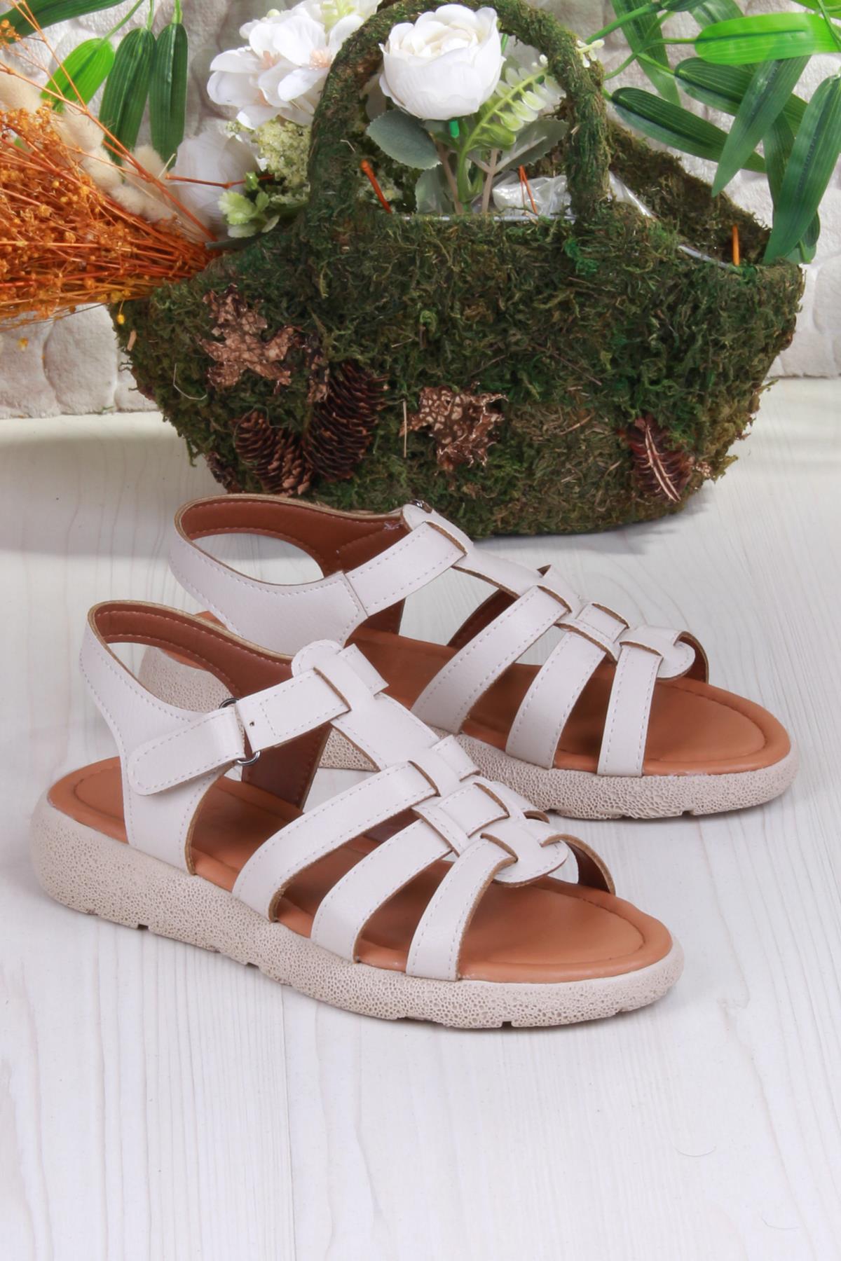 35904 Mavişim Rahat Esnek Çırt Bağlamalı Kadın Sandalet - Görsel 5