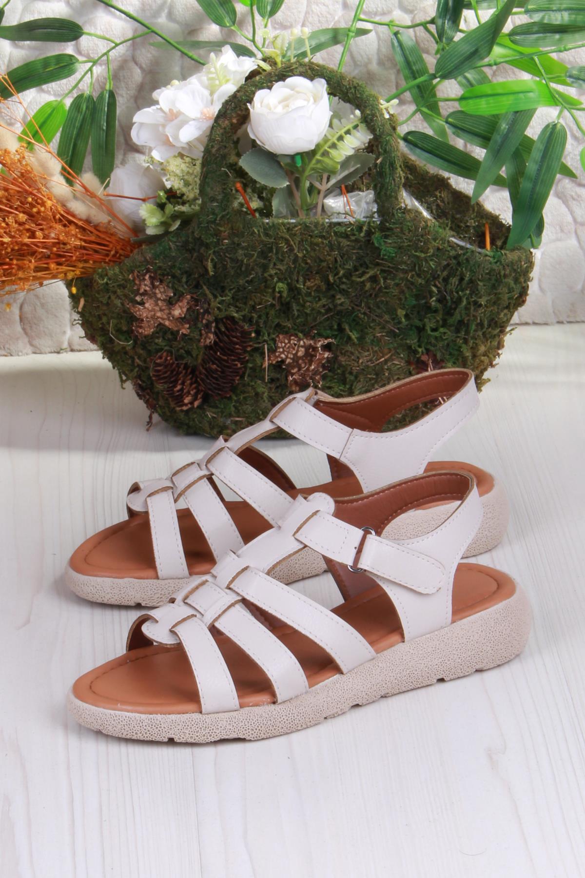 35904 Mavişim Rahat Esnek Çırt Bağlamalı Kadın Sandalet - Görsel 6