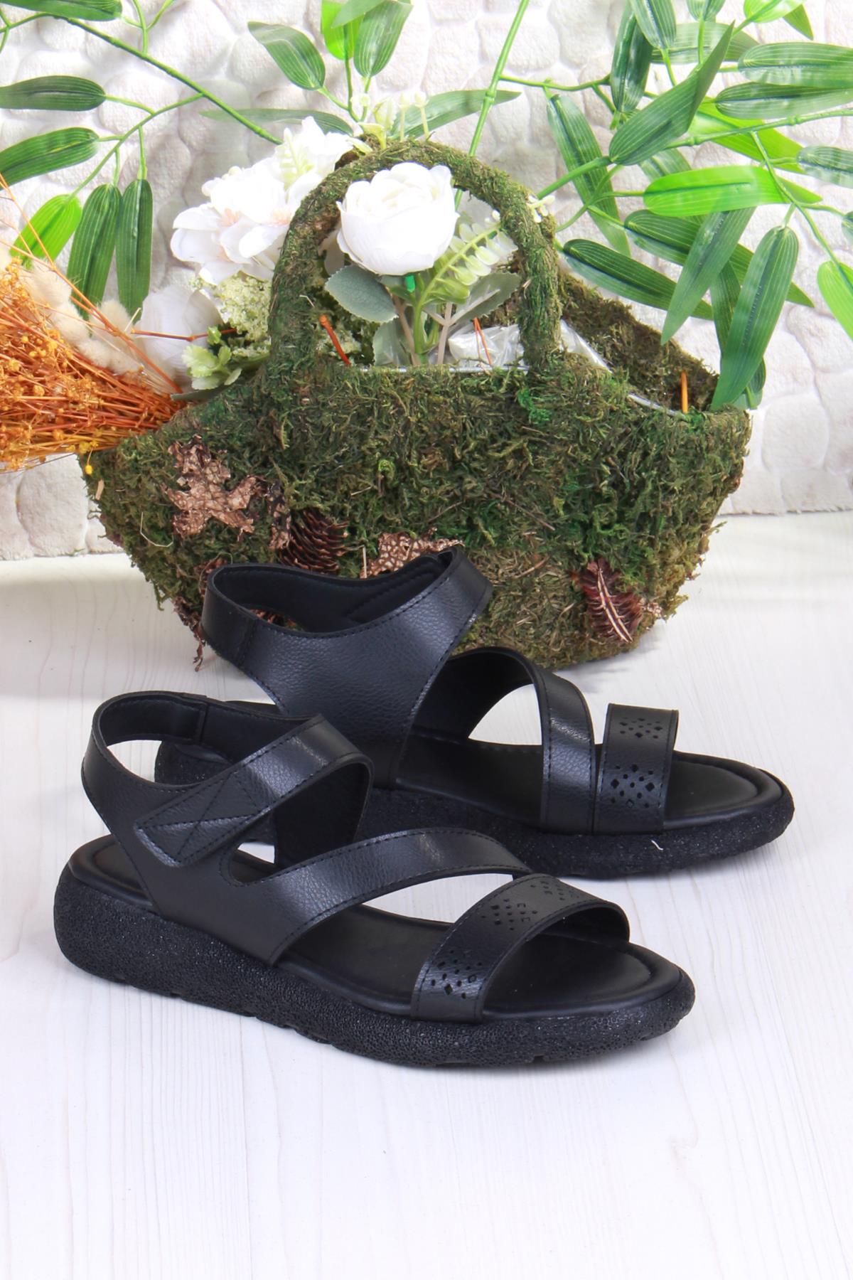 35851 Mavişim Rahat Esnek Çırt Bağlamalı Kadın Sandalet - Görsel 5