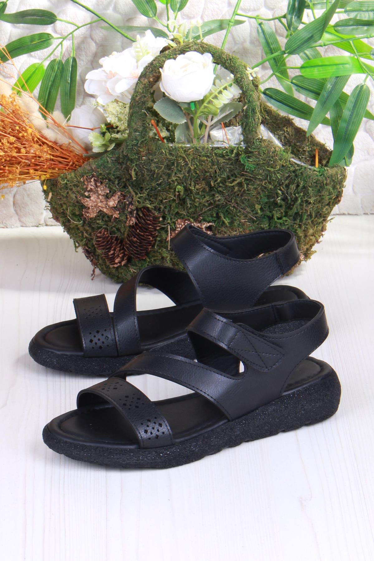 35851 Mavişim Rahat Esnek Çırt Bağlamalı Kadın Sandalet - Görsel 6