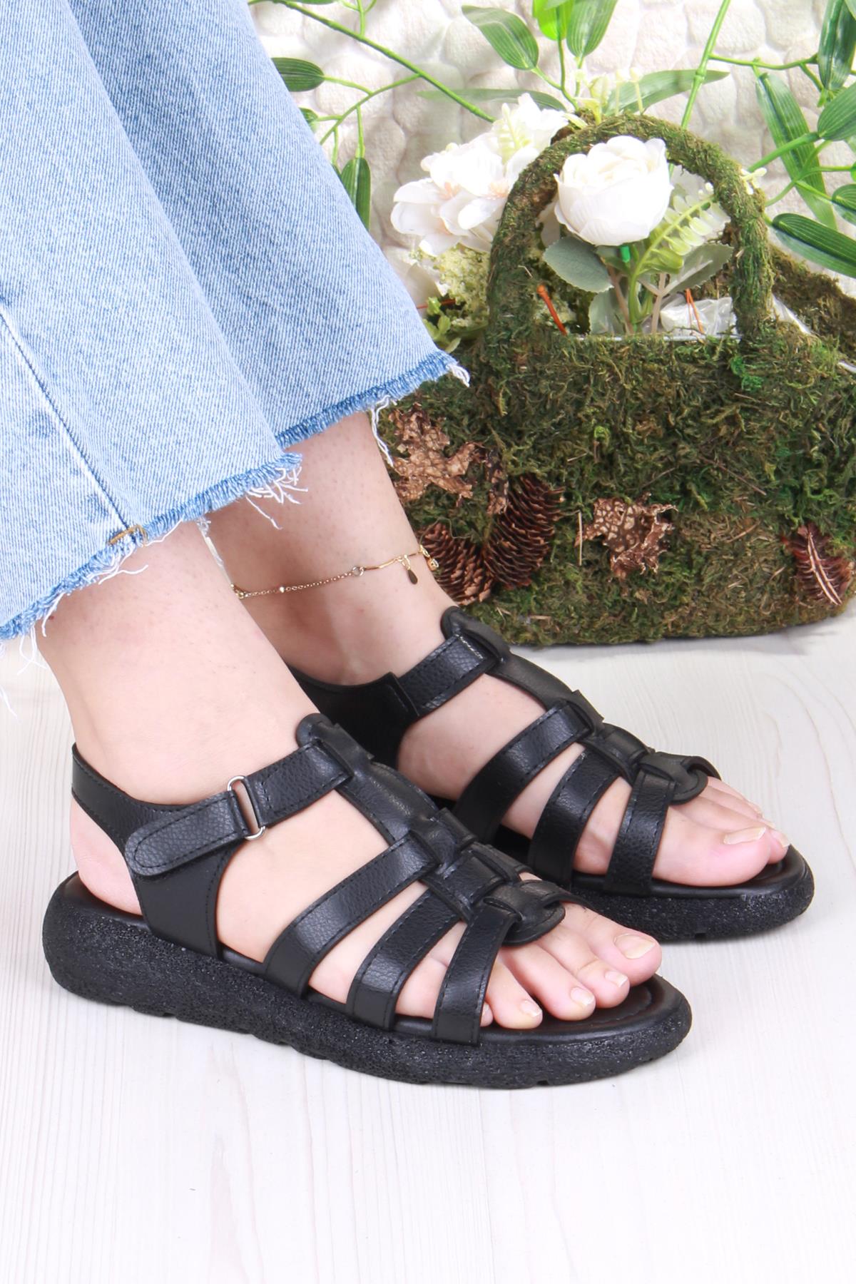 35904 Mavişim Rahat Esnek Çırt Bağlamalı Kadın Sandalet - Görsel 2