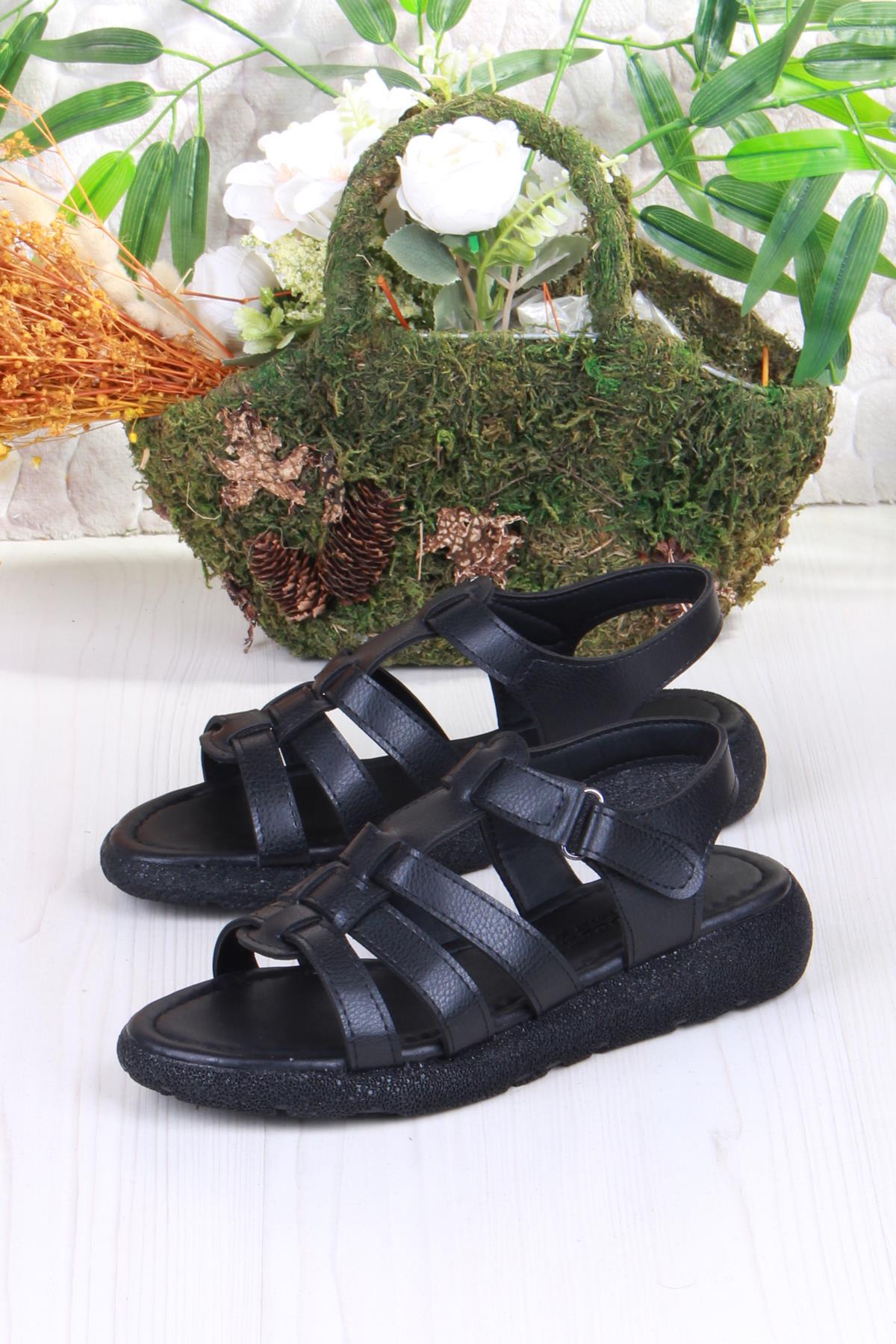 35904 Mavişim Rahat Esnek Çırt Bağlamalı Kadın Sandalet - Görsel 6