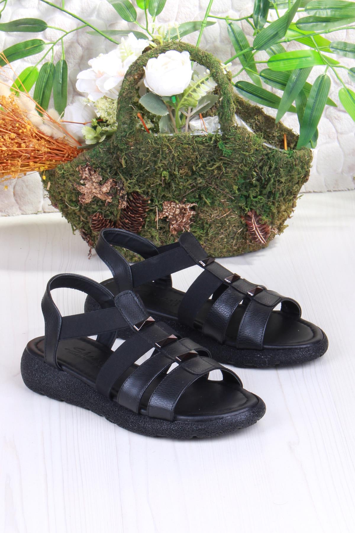 35941 Mavişim Rahat Esnek Lastik Bağlamalı Kadın Sandalet - Görsel 5