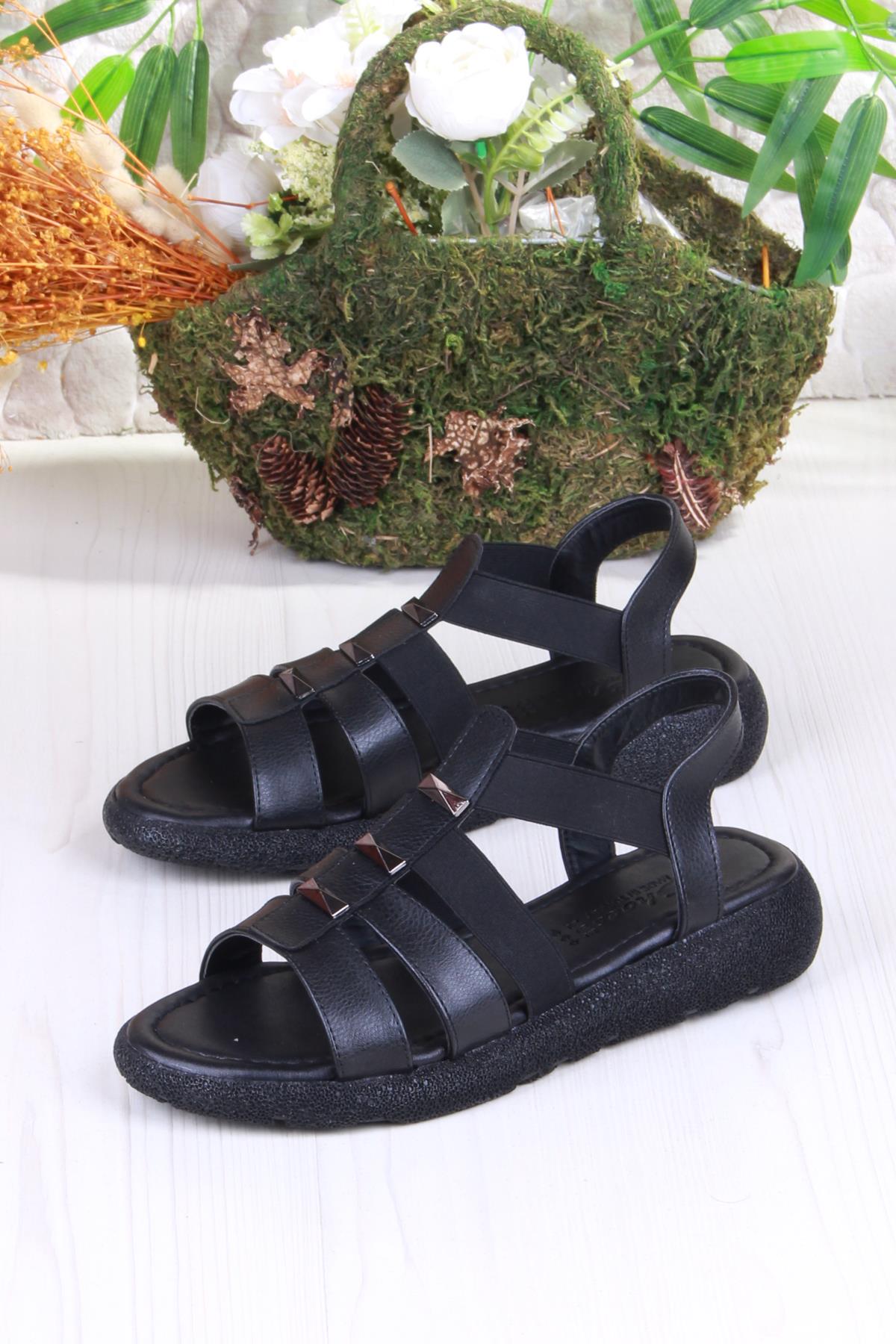 35941 Mavişim Rahat Esnek Lastik Bağlamalı Kadın Sandalet - Görsel 6