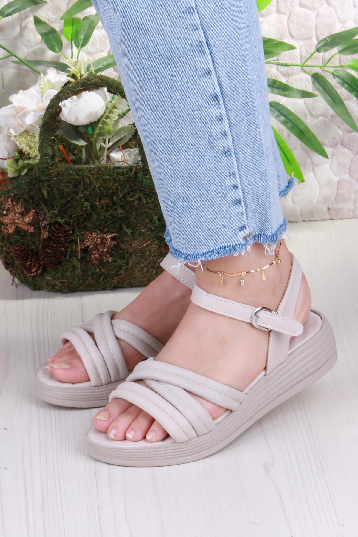 05-2065 Soft Rahat Toka Detaylı Çapraz Bant Kadın Sandalet - Görsel 3