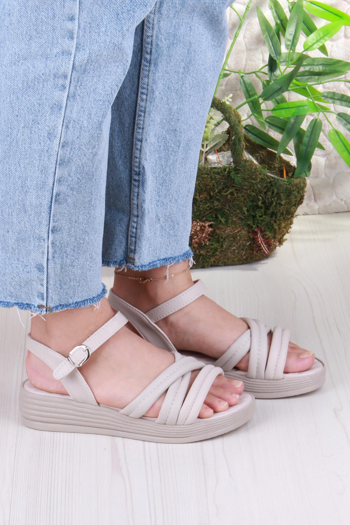 05-2065 Soft Rahat Toka Detaylı Çapraz Bant Kadın Sandalet - Görsel 4