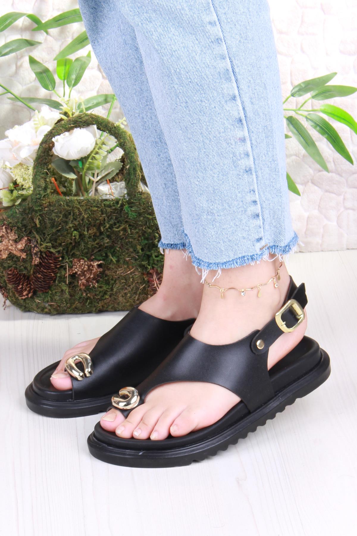 099-108 Fls Toka Detaylı Parmak Arası Kadın Sandalet - Görsel 3