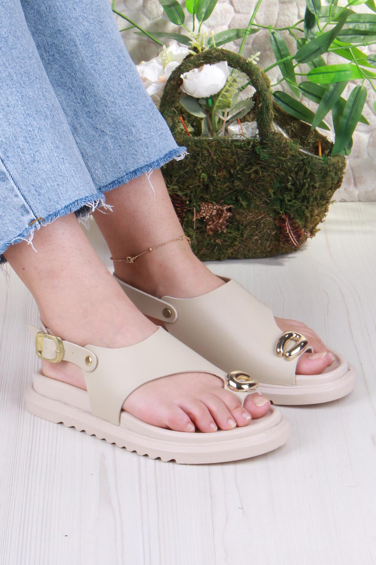 099-108 Fls Toka Detaylı Parmak Arası Kadın Sandalet - Görsel 2