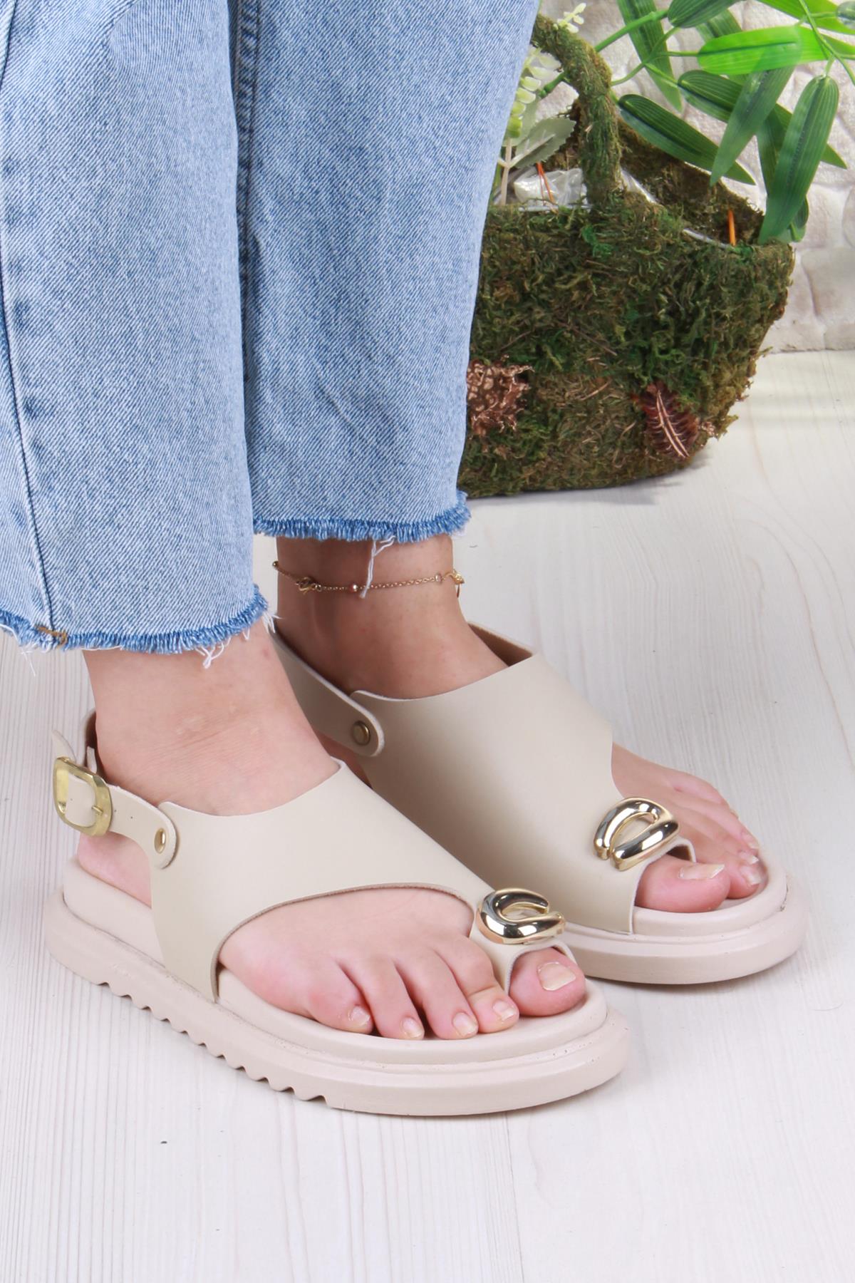 099-108 Fls Toka Detaylı Parmak Arası Kadın Sandalet - Görsel 4