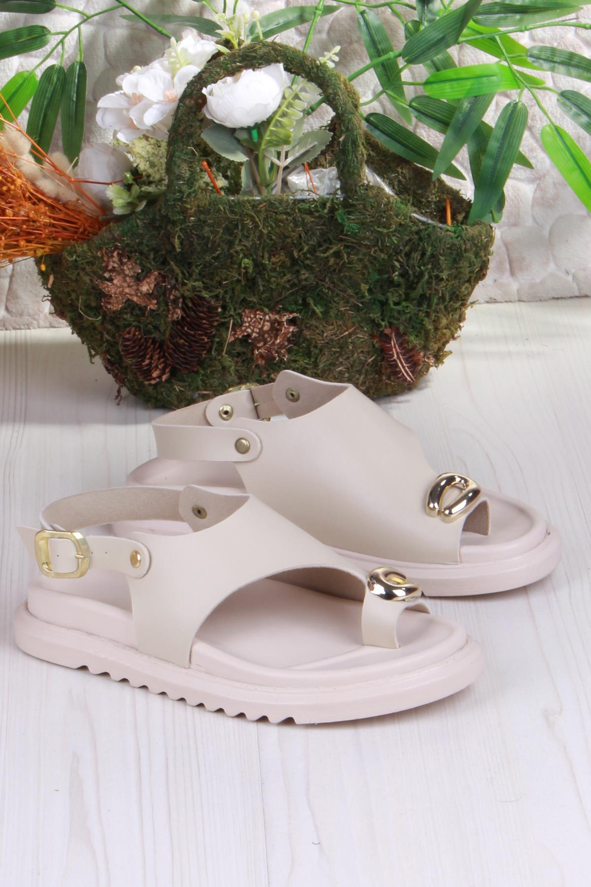 099-108 Fls Toka Detaylı Parmak Arası Kadın Sandalet - Görsel 5