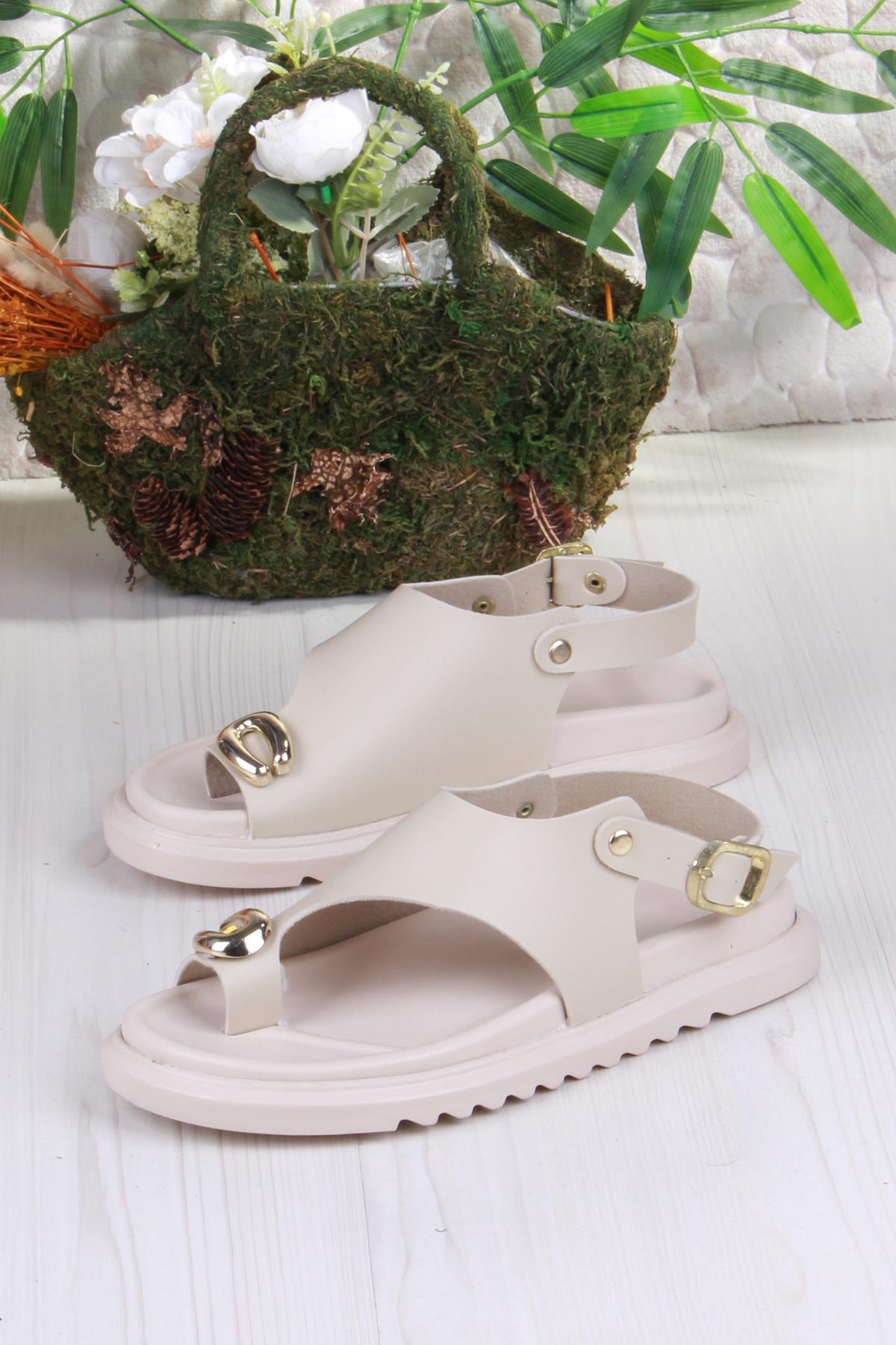 099-108 Fls Toka Detaylı Parmak Arası Kadın Sandalet - Görsel 6