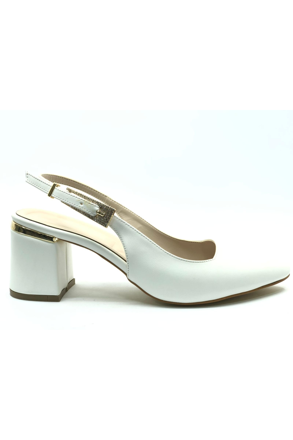 Toka Detaylı Topuklu Arkası Açık Klasik Kadın Topuklu Ayakkabı - Görsel 3