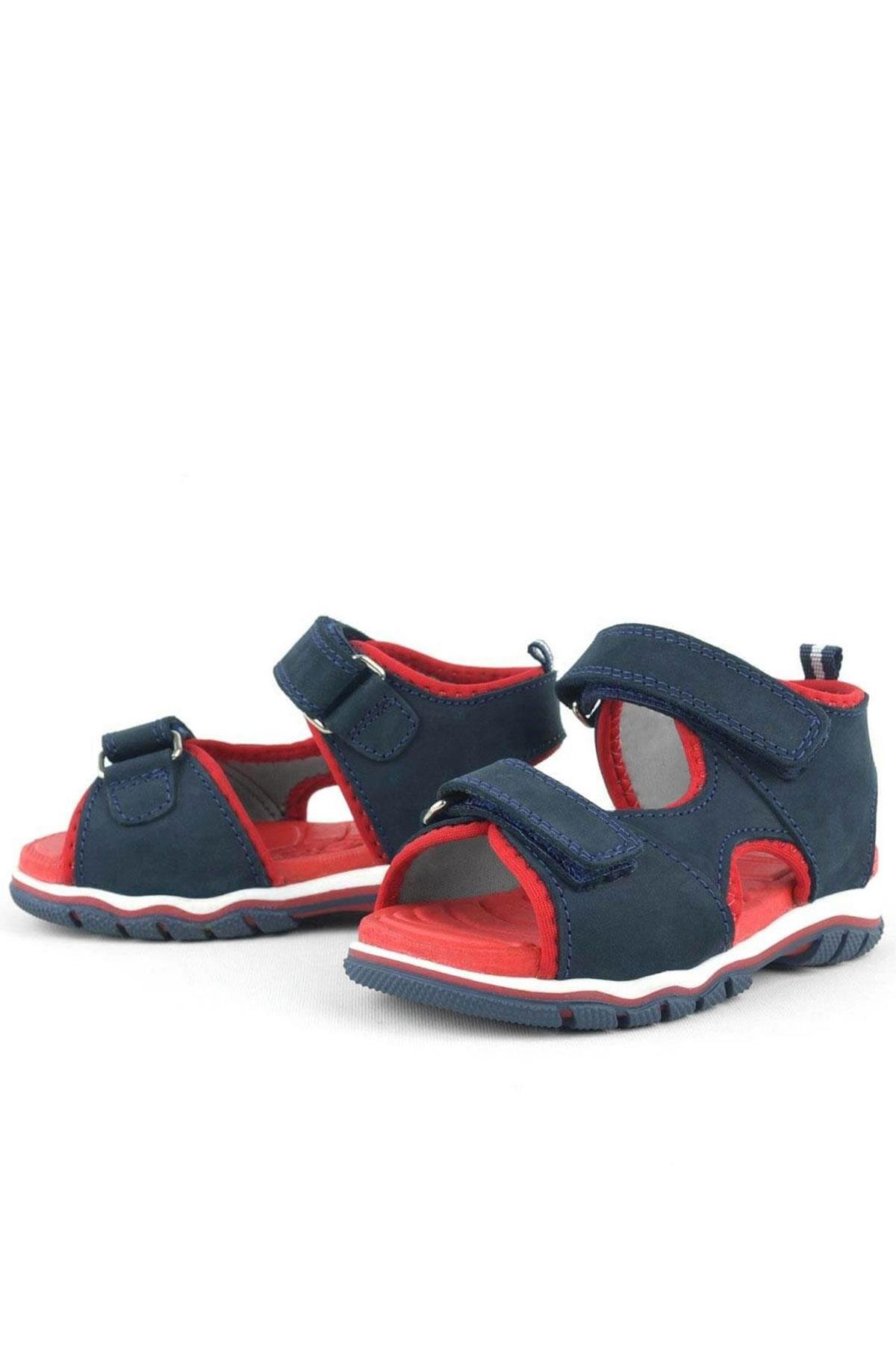 Hakiki Deri Lacivert Cırtlı Bebek Sandalet - Görsel 5