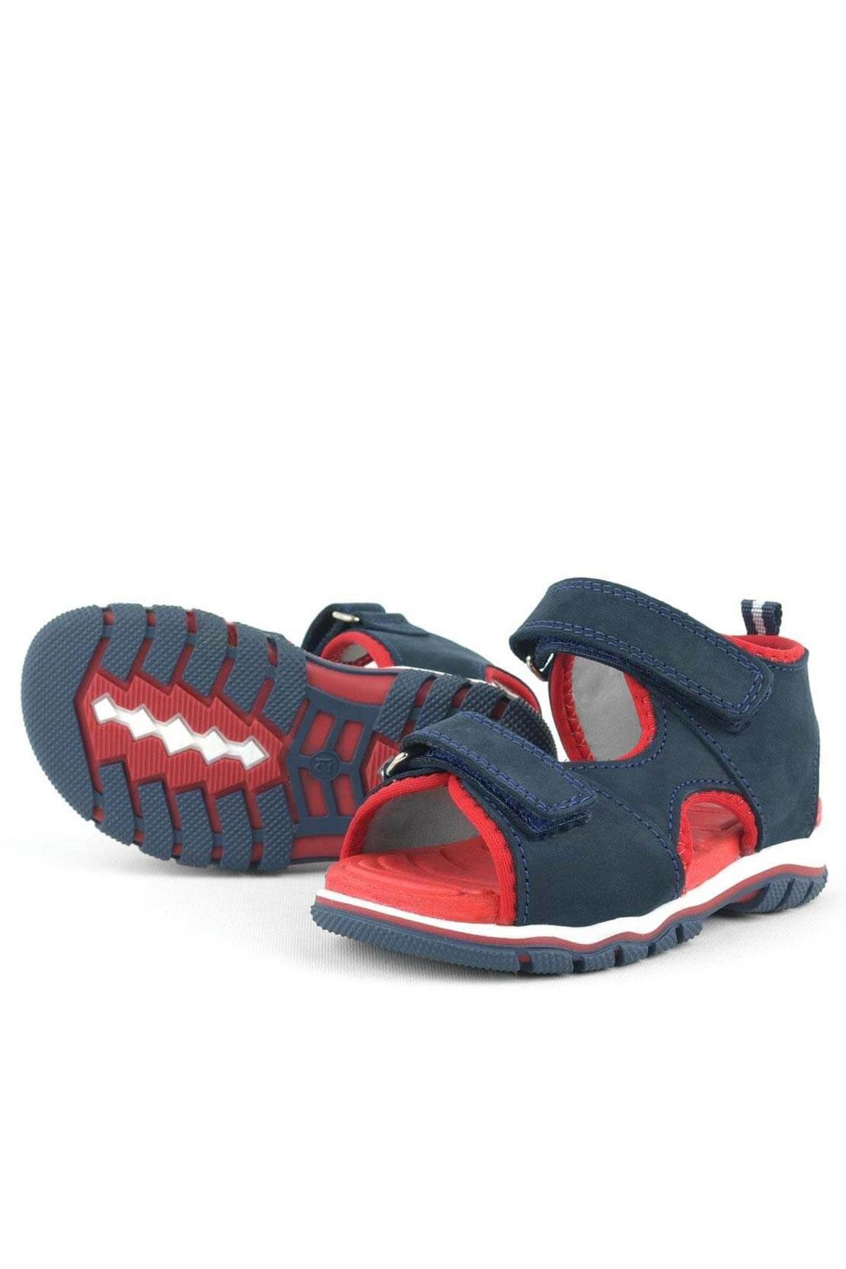 Hakiki Deri Lacivert Cırtlı Bebek Sandalet - Görsel 6