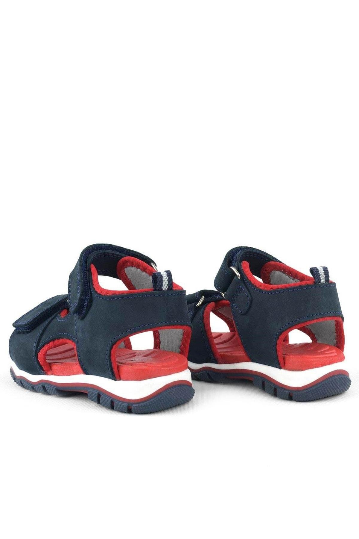 Hakiki Deri Lacivert Cırtlı Bebek Sandalet - Görsel 7