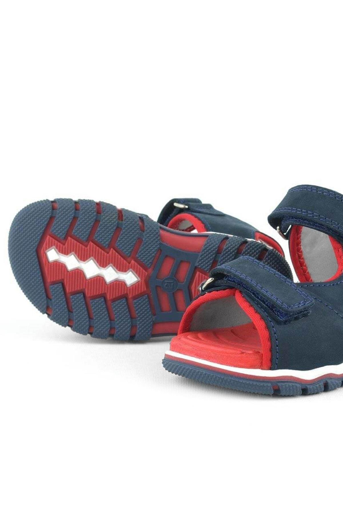 Hakiki Deri Lacivert Cırtlı Bebek Sandalet - Görsel 8