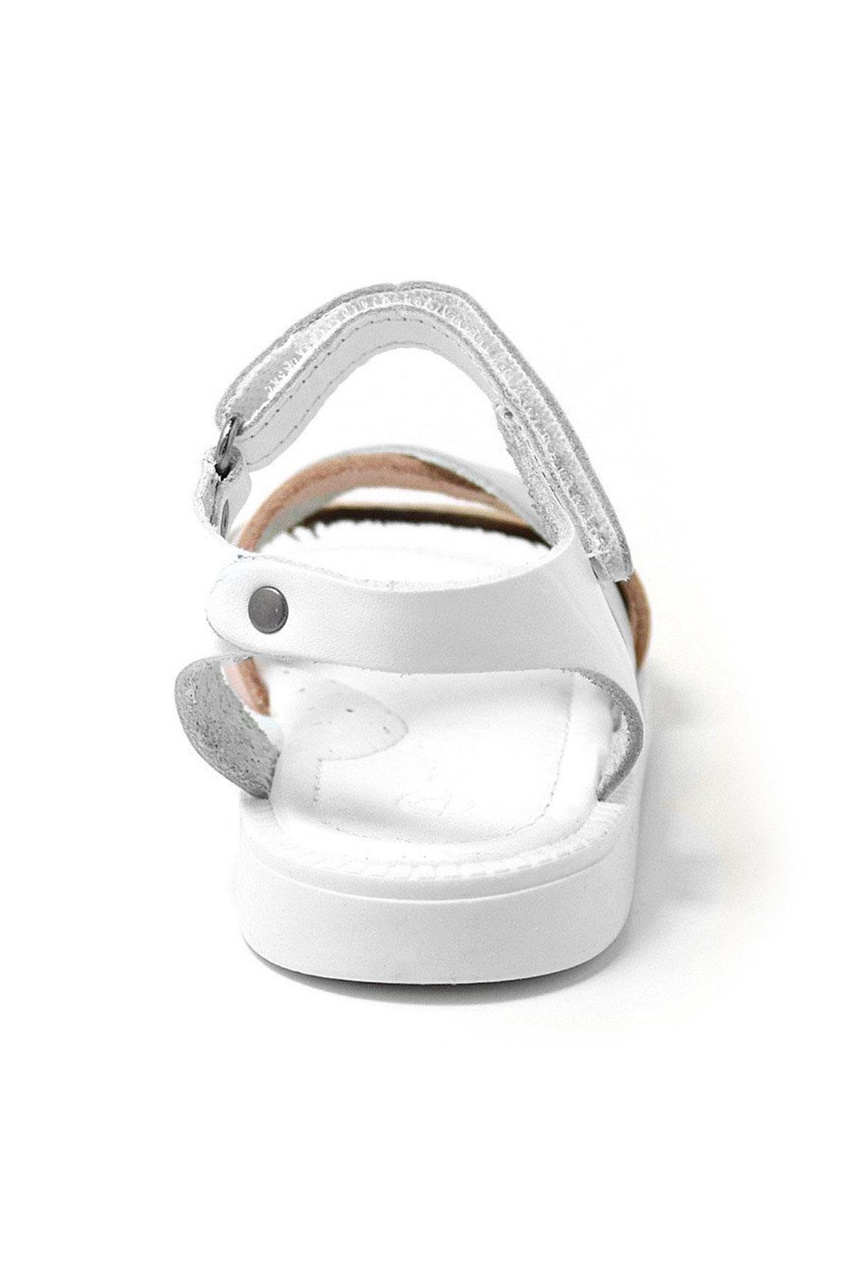 Artico Alexia Hakiki Deri Vaketa Pembe Beyaz Kız Çocuk Bebek Sandalet - Görsel 5