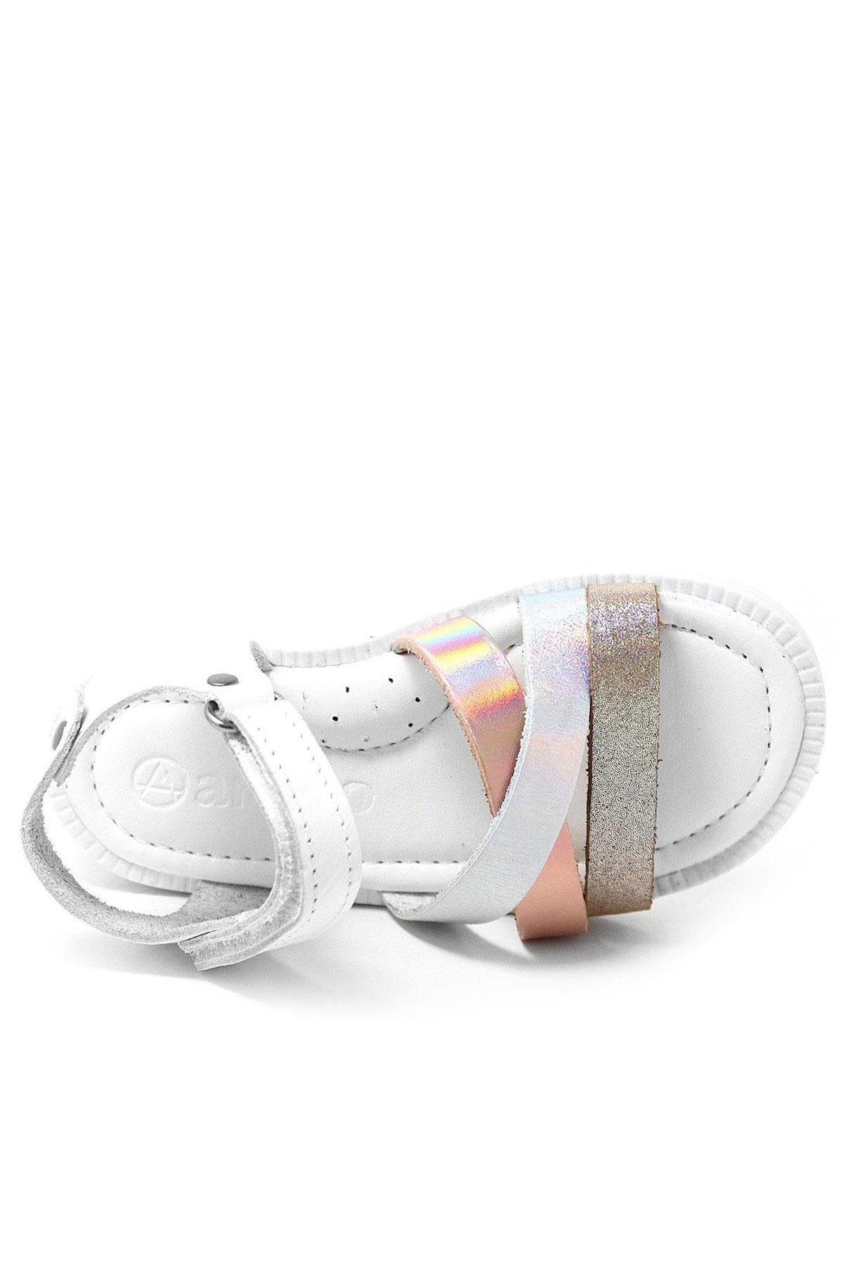 Artico Alexia Hakiki Deri Vaketa Pembe Beyaz Kız Çocuk Bebek Sandalet - Görsel 7