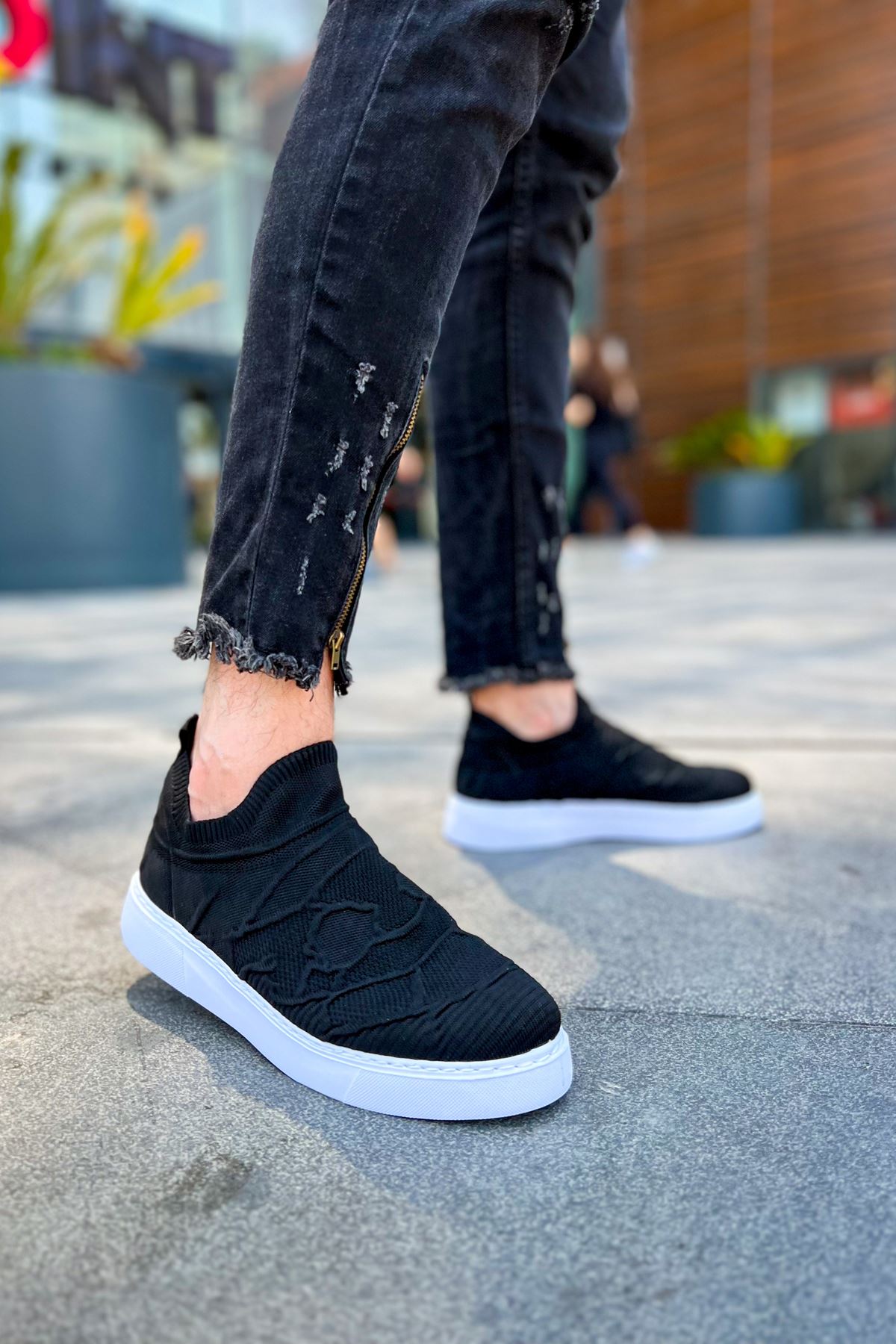 Triko Kumaş Erkek Spor Ayakkabı Siyah - Görsel 3