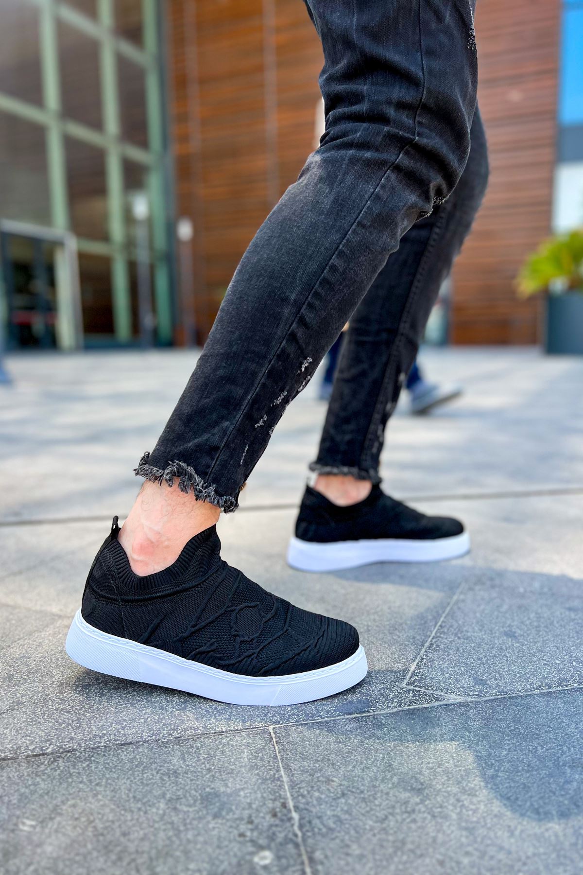 Triko Kumaş Erkek Spor Ayakkabı Siyah - Görsel 5