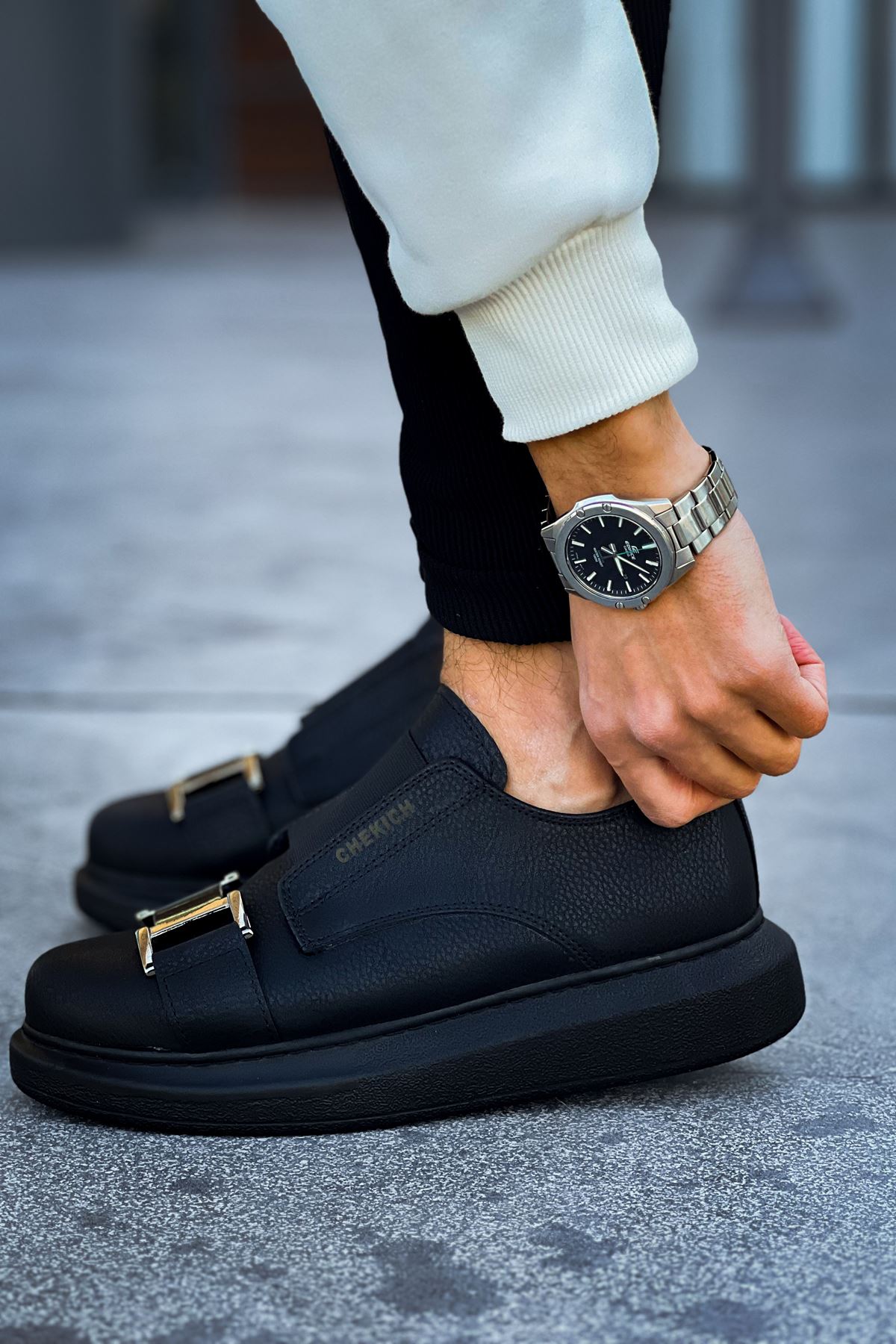 Lastikli Toka Detaylı Erkek Spor Ayakkabı Siyah - Görsel 5