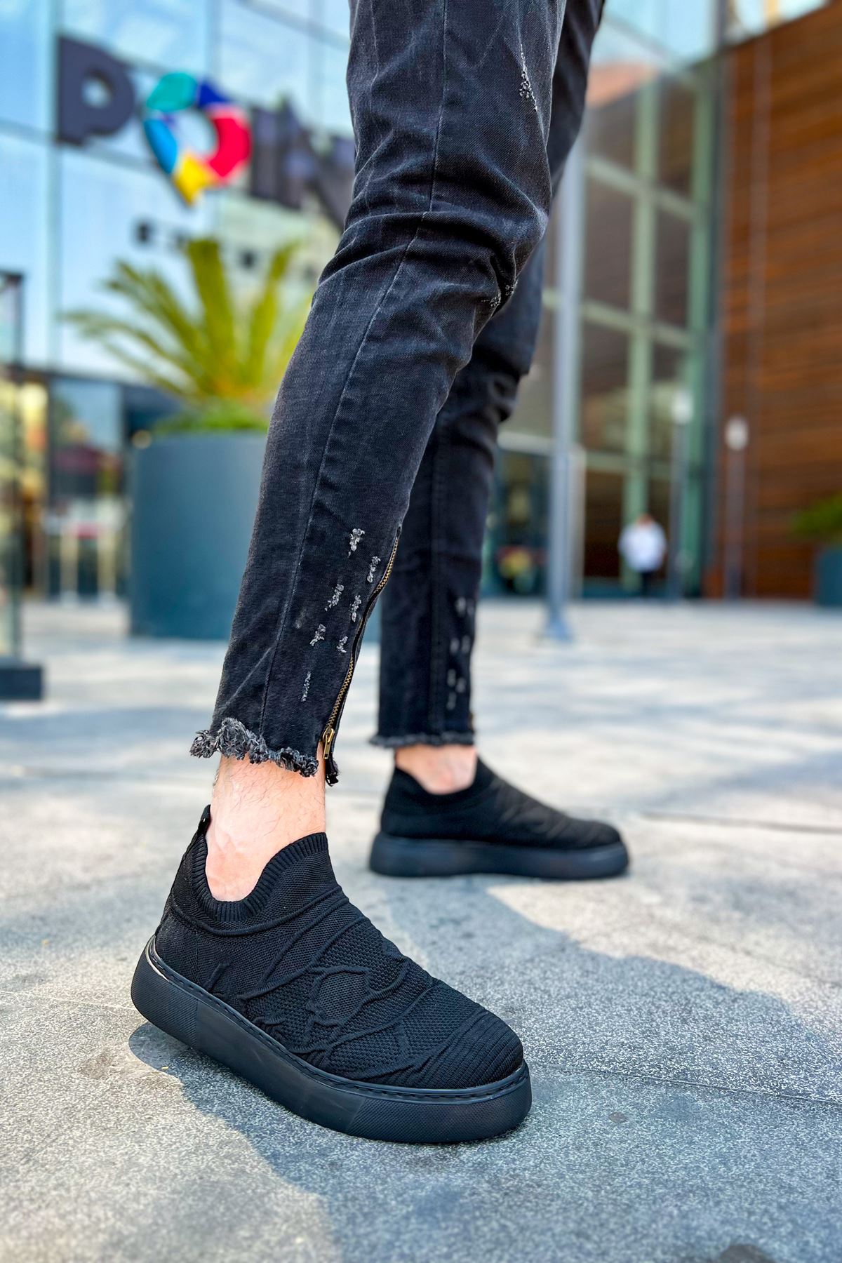 Triko Kumaş Erkek Spor Ayakkabı Siyah - Görsel 3