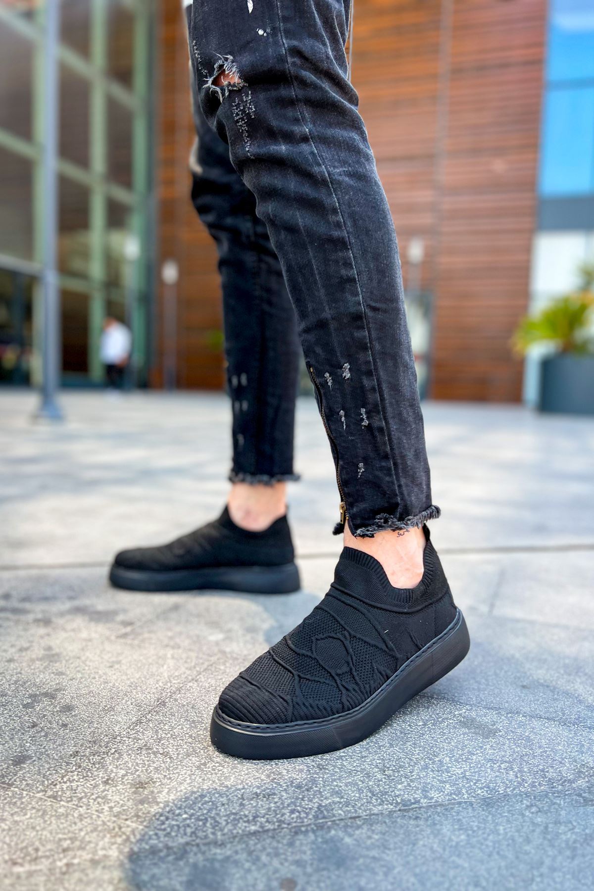 Triko Kumaş Erkek Spor Ayakkabı Siyah - Görsel 4