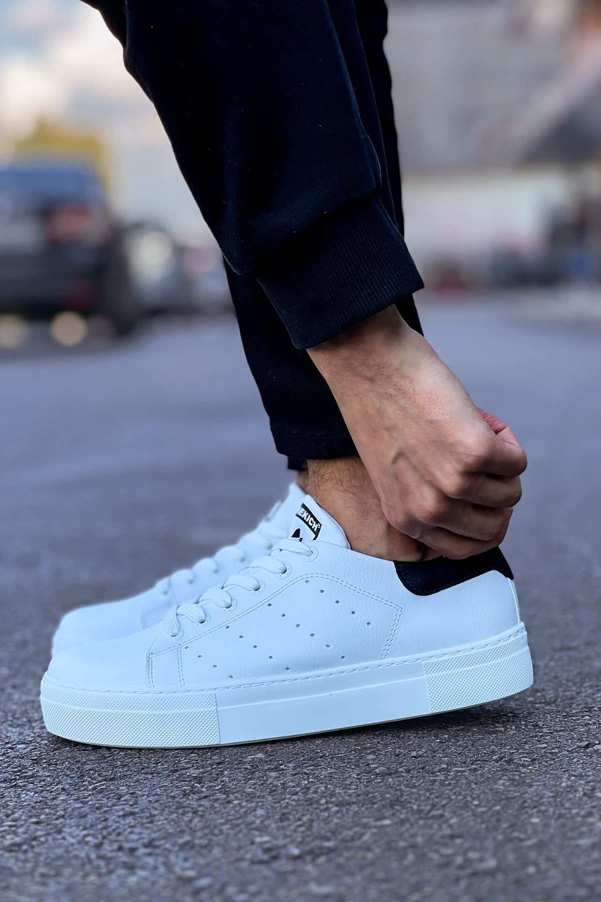 Bağcıklı Erkek Spor Ayakkabı Beyaz Siyah - Görsel 3