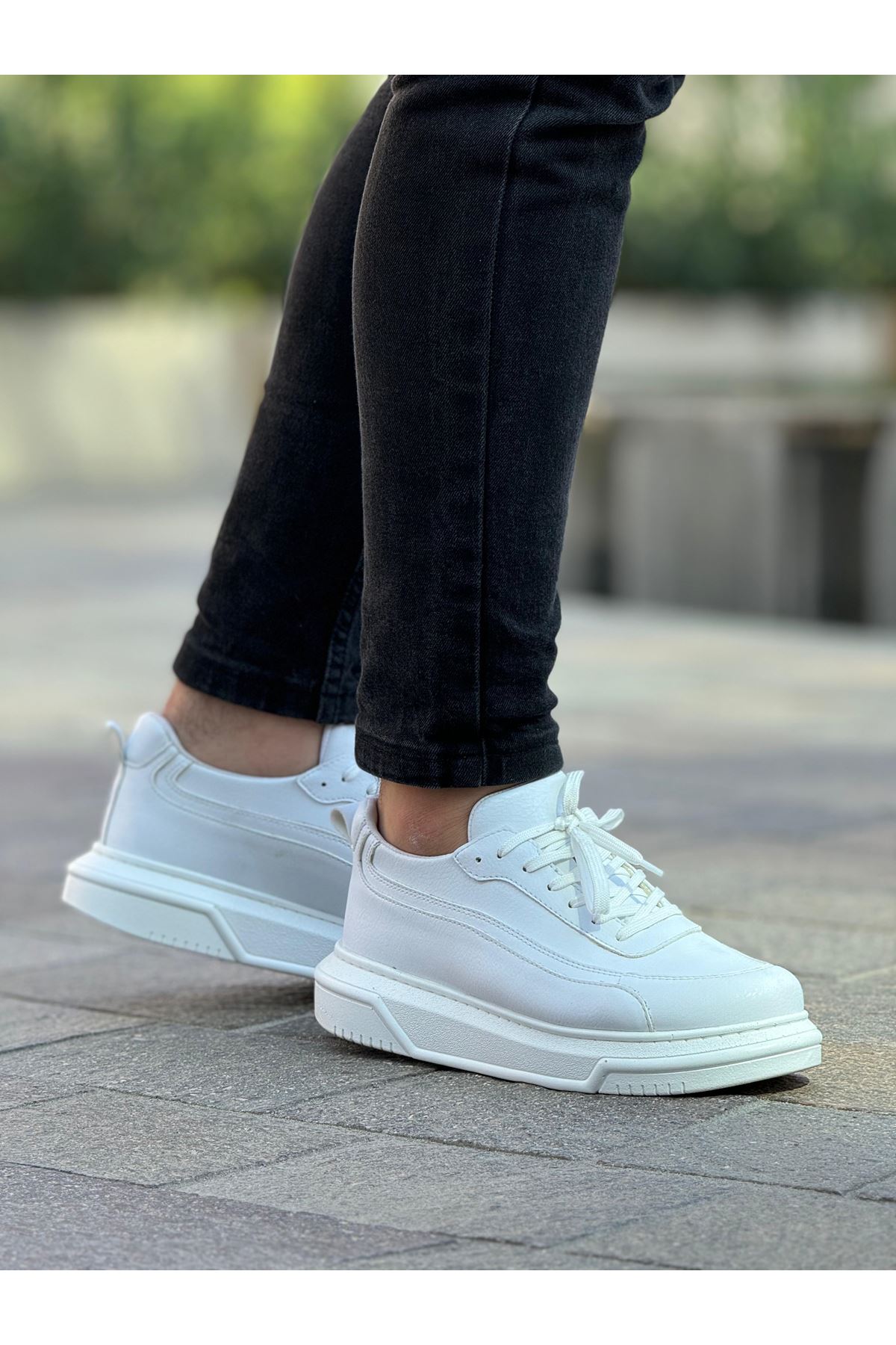 Bağcıklı Erkek Spor Ayakkabı Beyaz - Görsel 3
