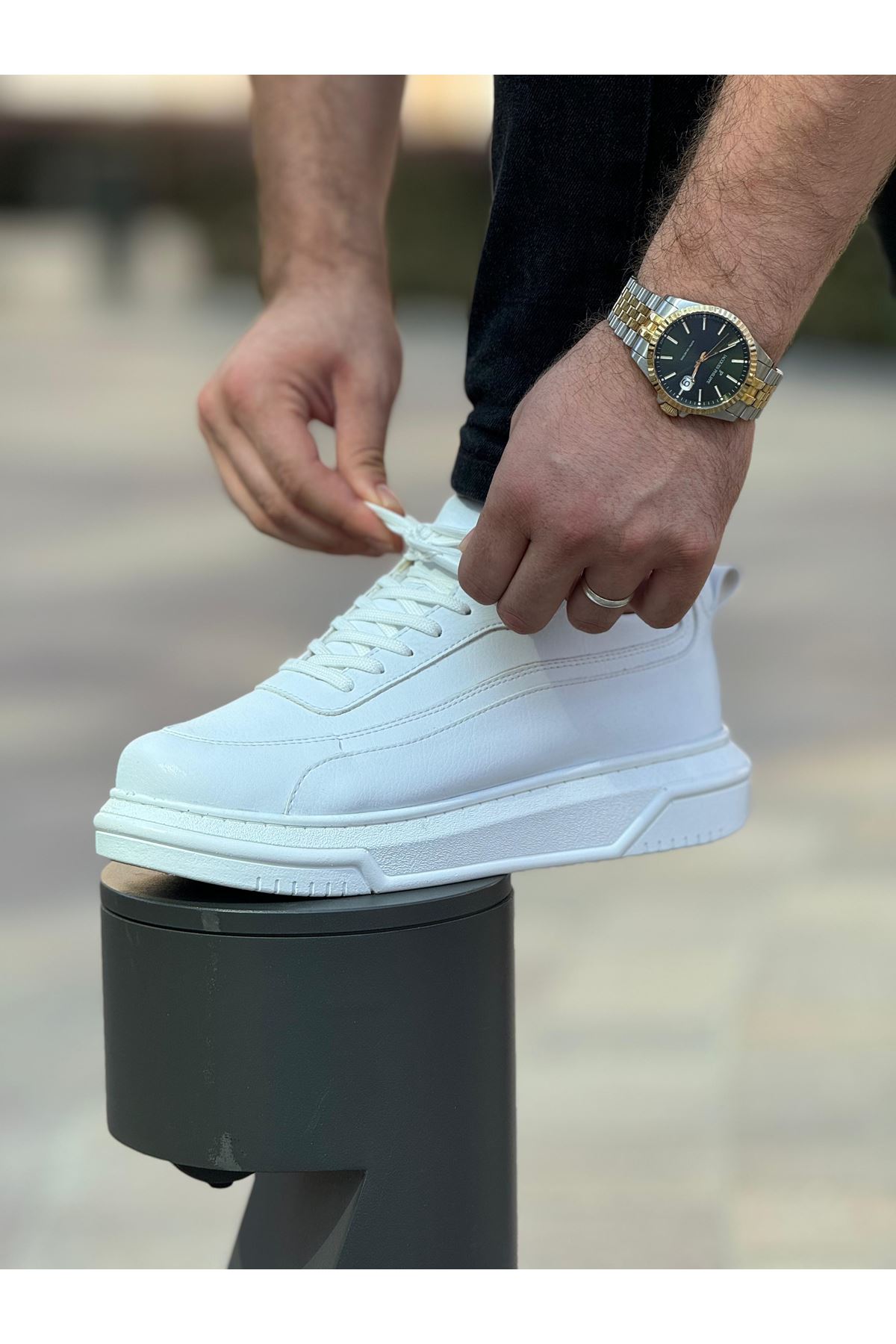 Bağcıklı Erkek Spor Ayakkabı Beyaz - Görsel 5