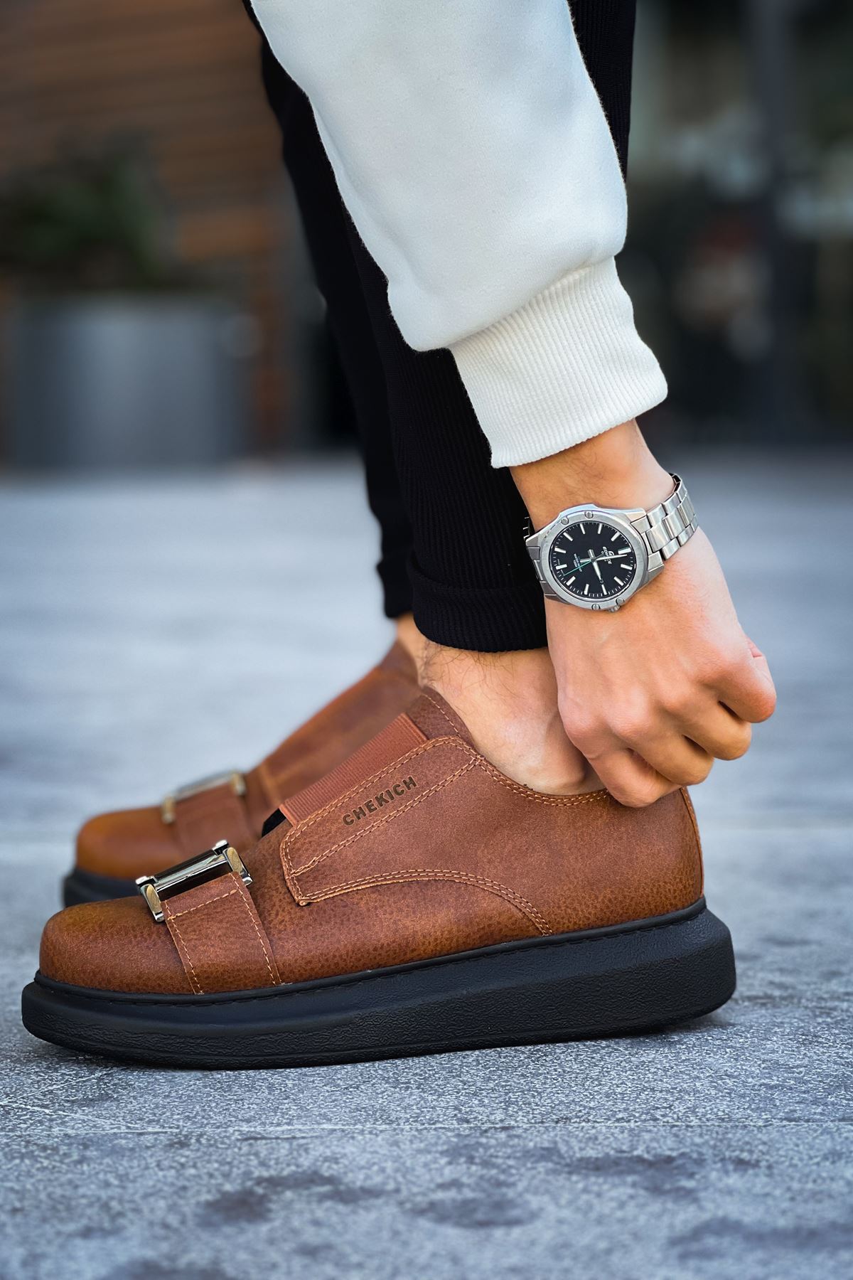 Lastikli Toka Detaylı Erkek Spor Ayakkabı Taba - Görsel 4