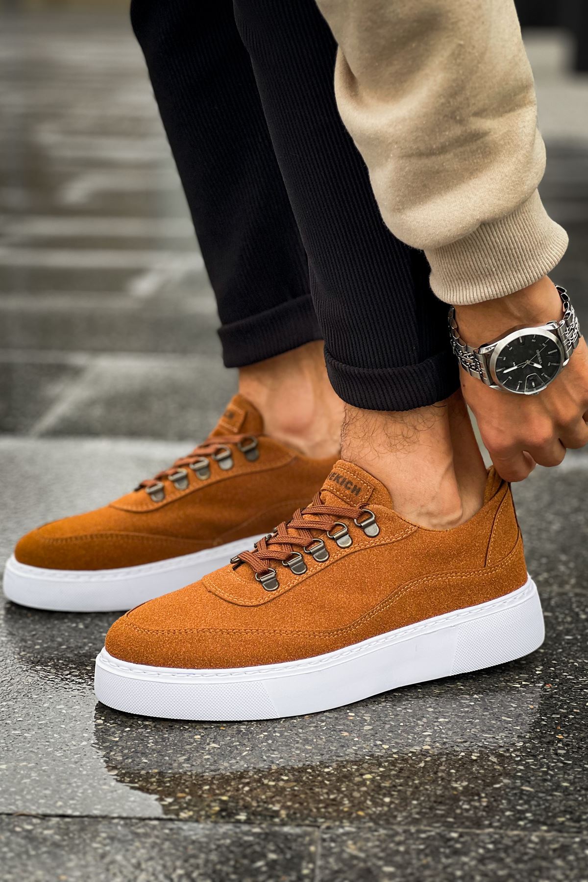 Bağcıklı Erkek Spor Ayakkabı Taba - Görsel 4