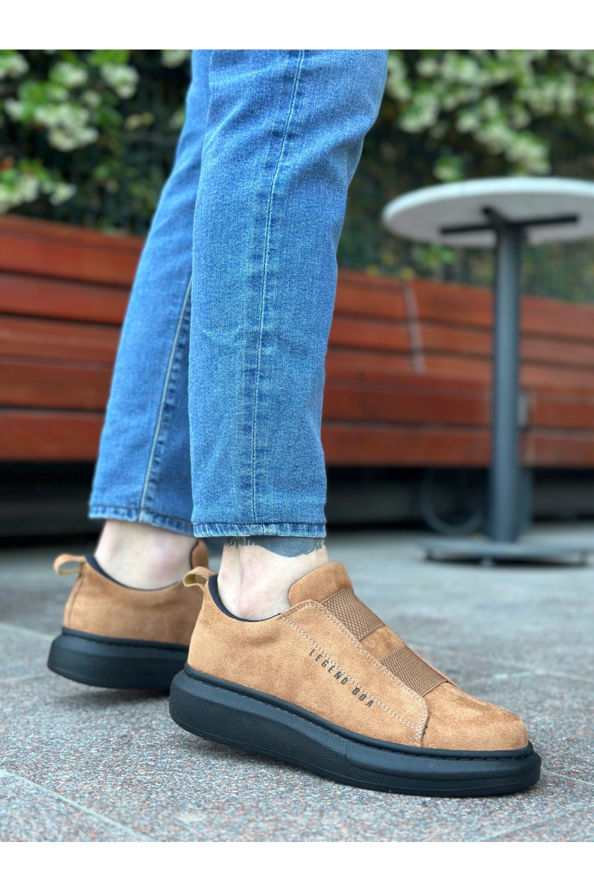 Bağcıksız Çift Bant Erkek Ayakkabı TABA (SİYAH TABAN) - Görsel 3