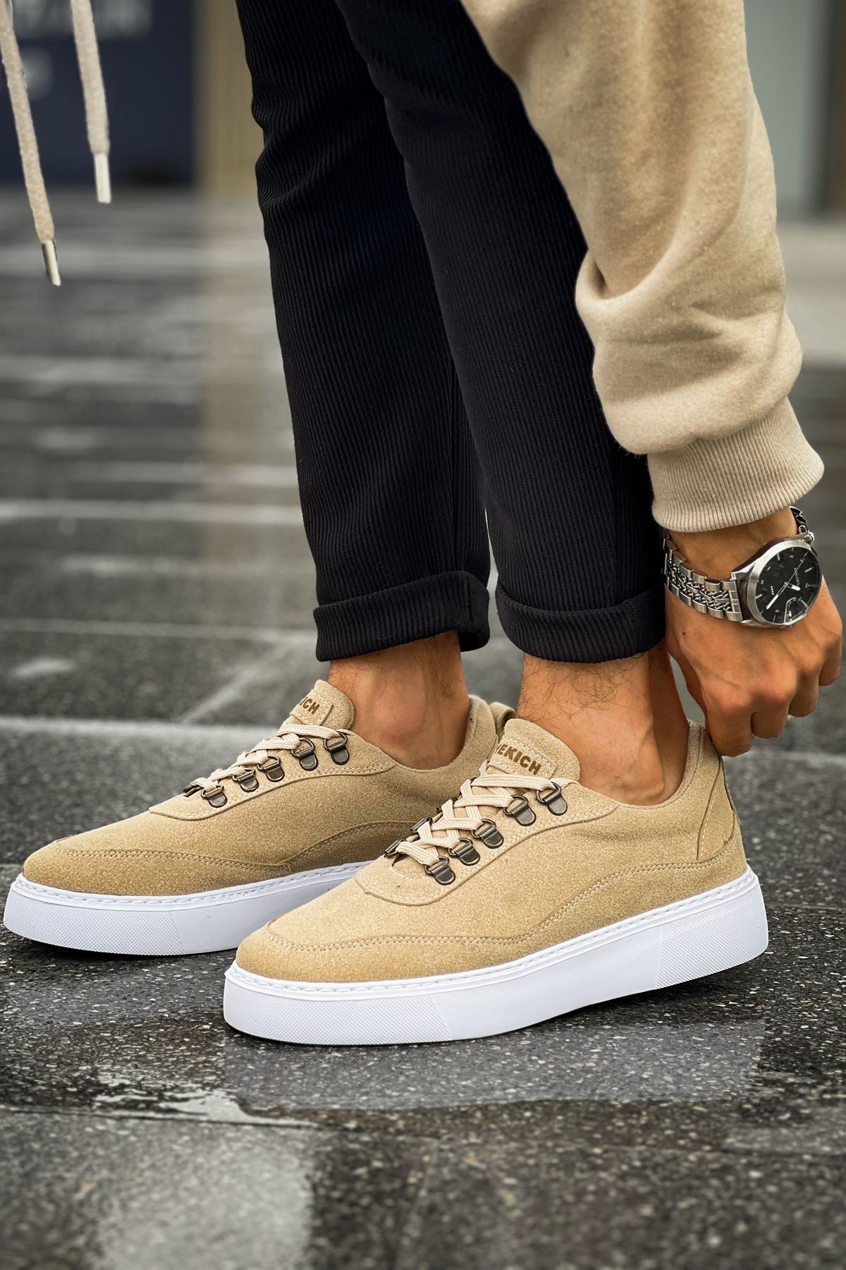 Bağcıklı Erkek Spor Ayakkabı Kum - Görsel 2