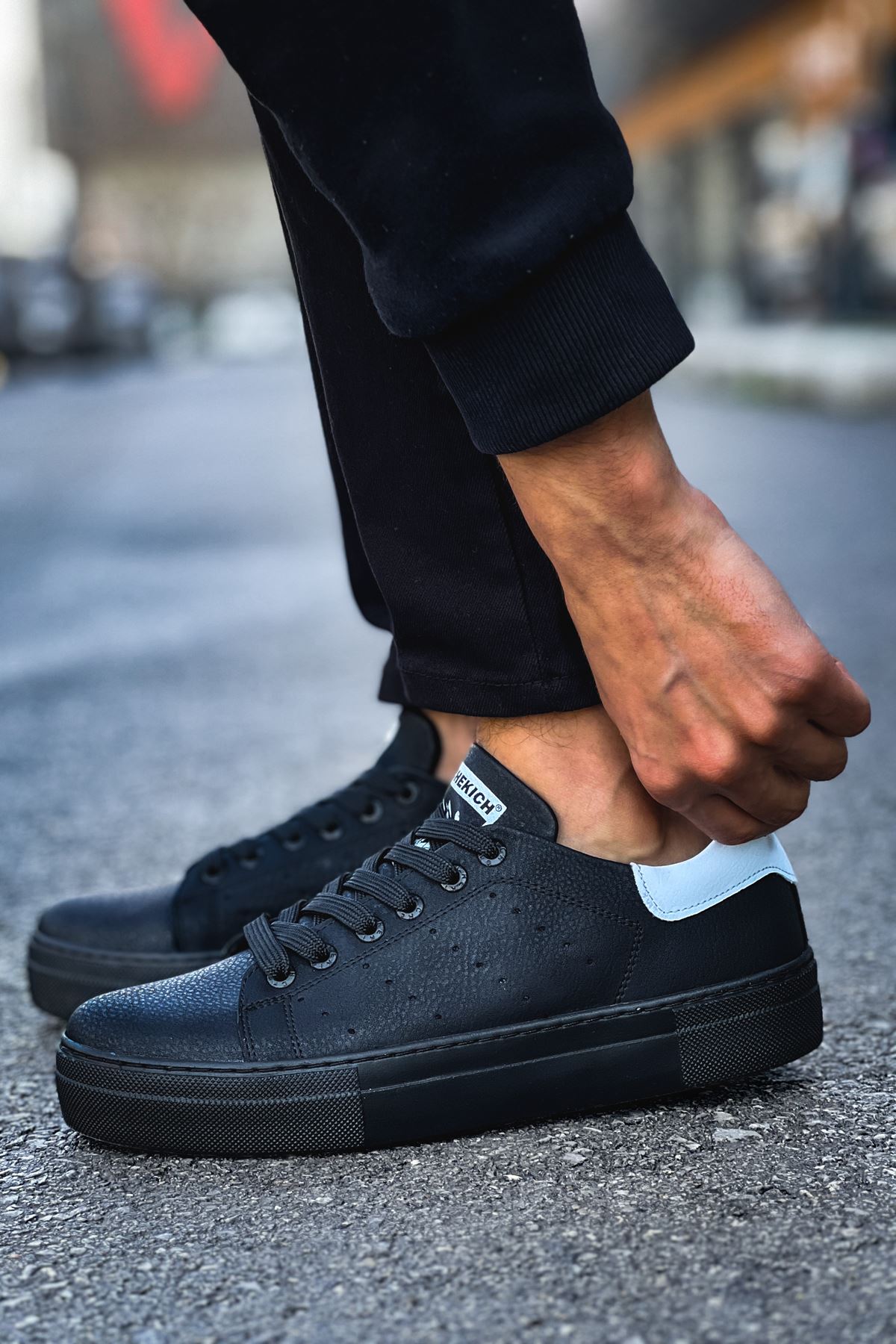 Bağcıklı Erkek Spor Ayakkabı Siyah Beyaz - Görsel 2