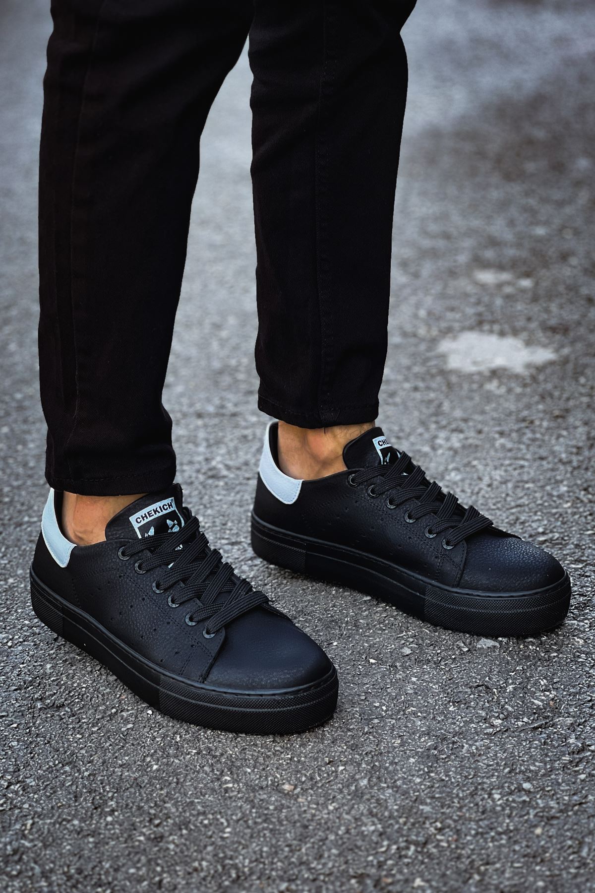 Bağcıklı Erkek Spor Ayakkabı Siyah Beyaz - Görsel 3