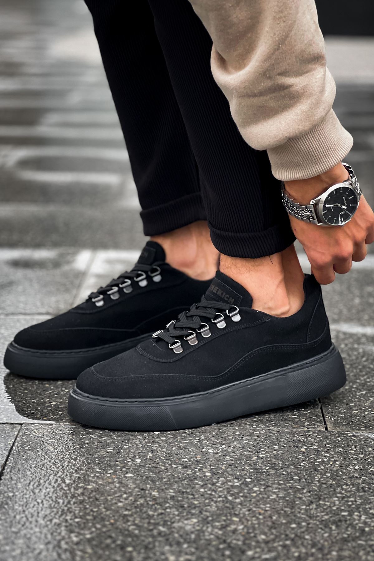 Bağcıklı Erkek Spor Ayakkabı Siyah - Görsel 4