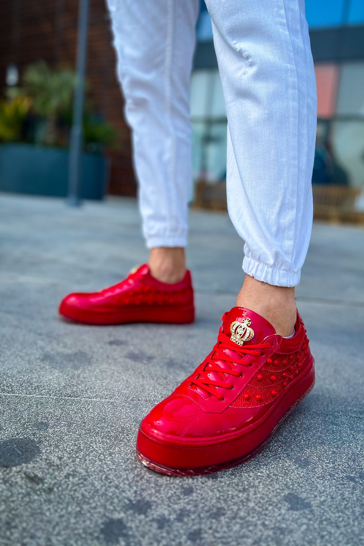 Bağcıklı Erkek Spor Ayakkabı Kırmızı - Görsel 3