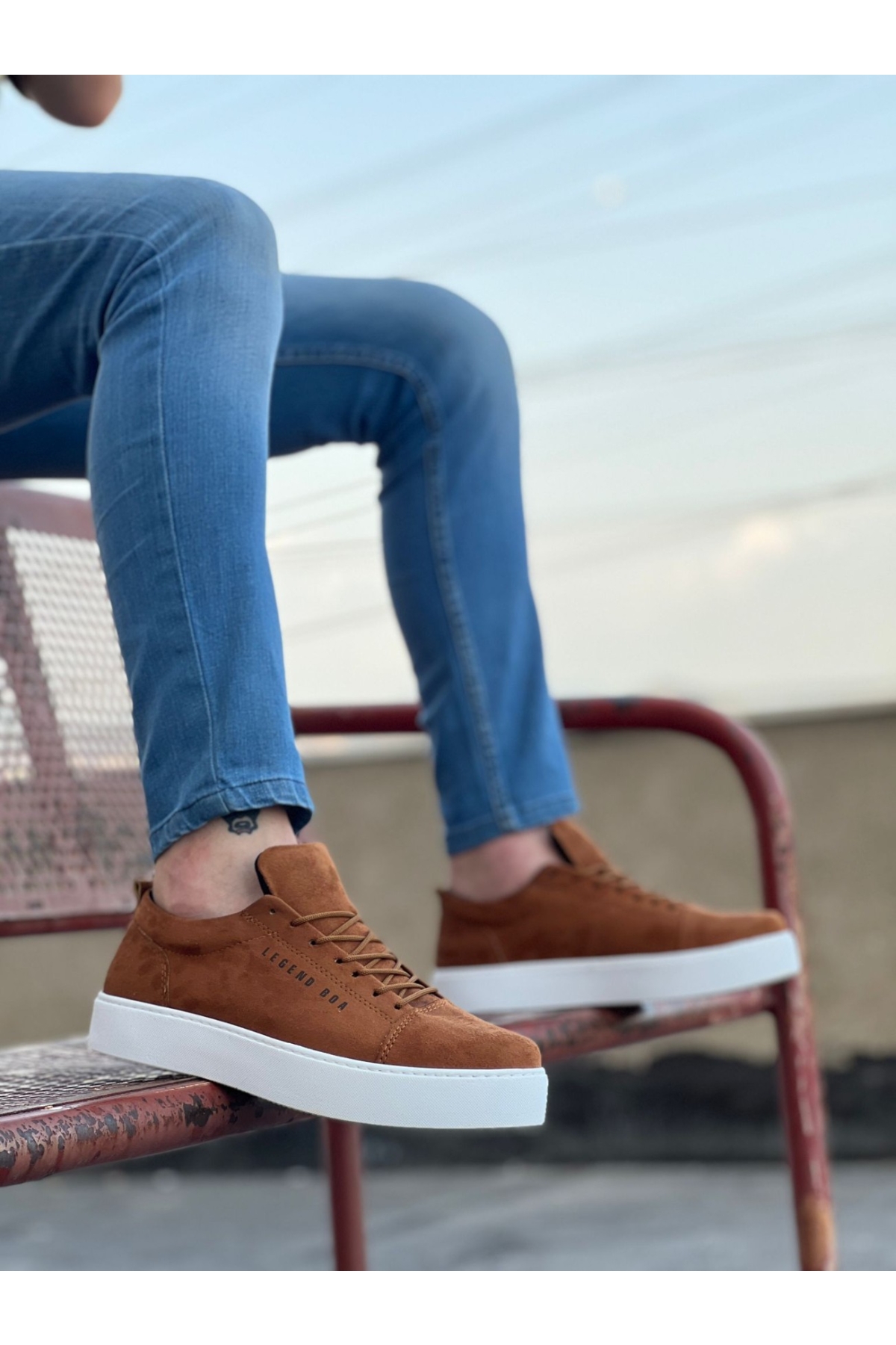 Bağcıklı Erkek Spor Ayakkabı TABA SÜET (BEYAZ TABAN) - Görsel 2