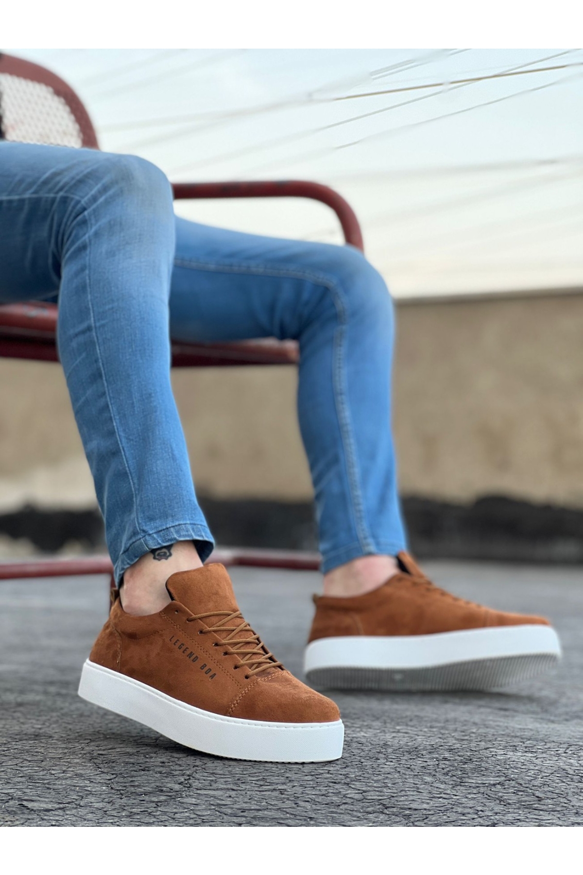 Bağcıklı Erkek Spor Ayakkabı TABA SÜET (BEYAZ TABAN) - Görsel 4