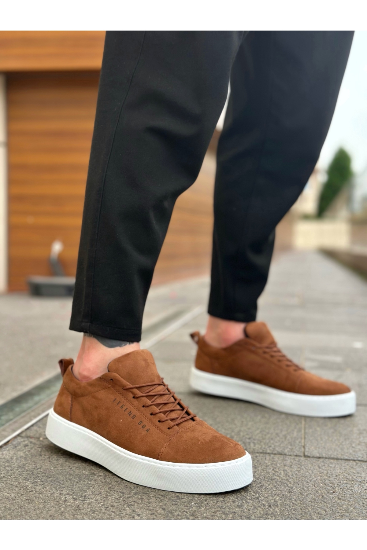 Bağcıklı Erkek Spor Ayakkabı TABA SÜET (BEYAZ TABAN) - Görsel 5