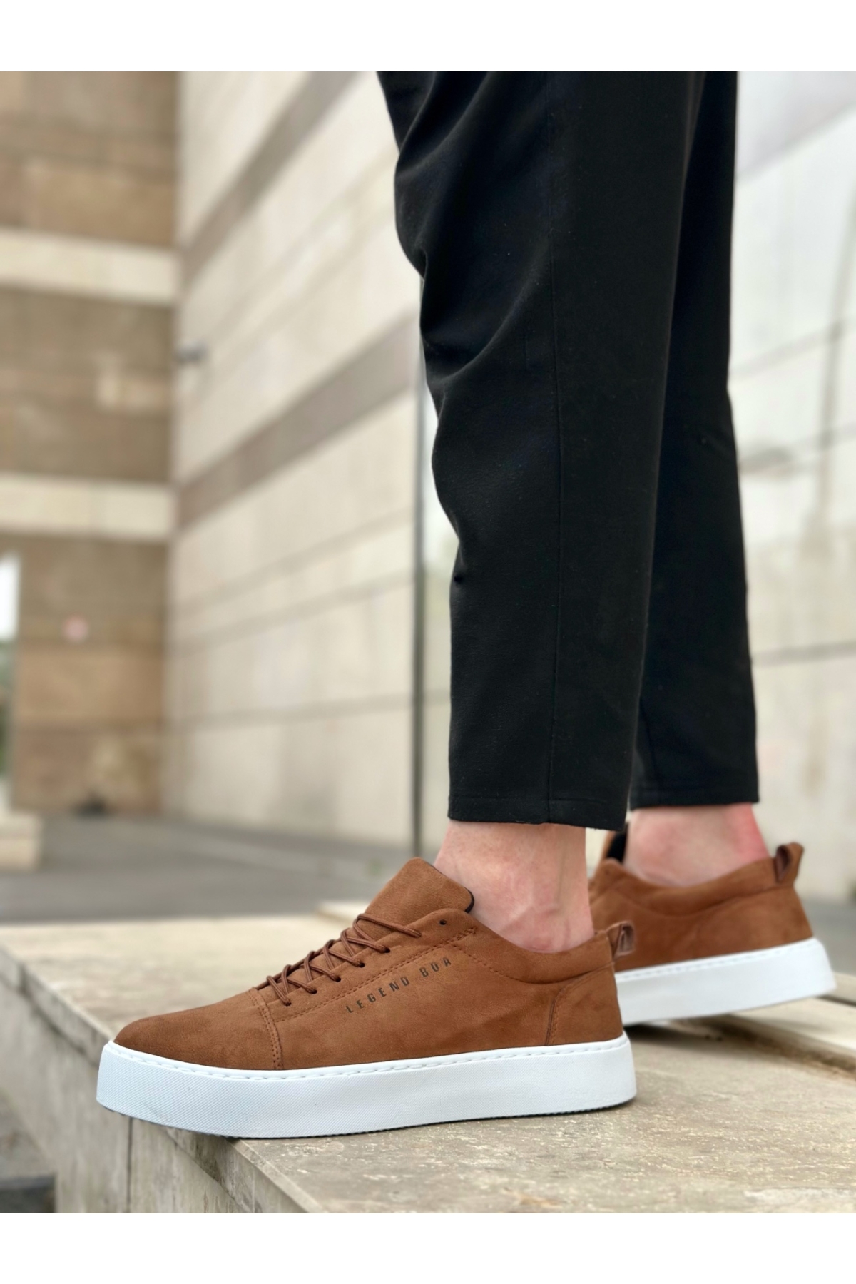 Bağcıklı Erkek Spor Ayakkabı TABA SÜET (BEYAZ TABAN) - Görsel 6