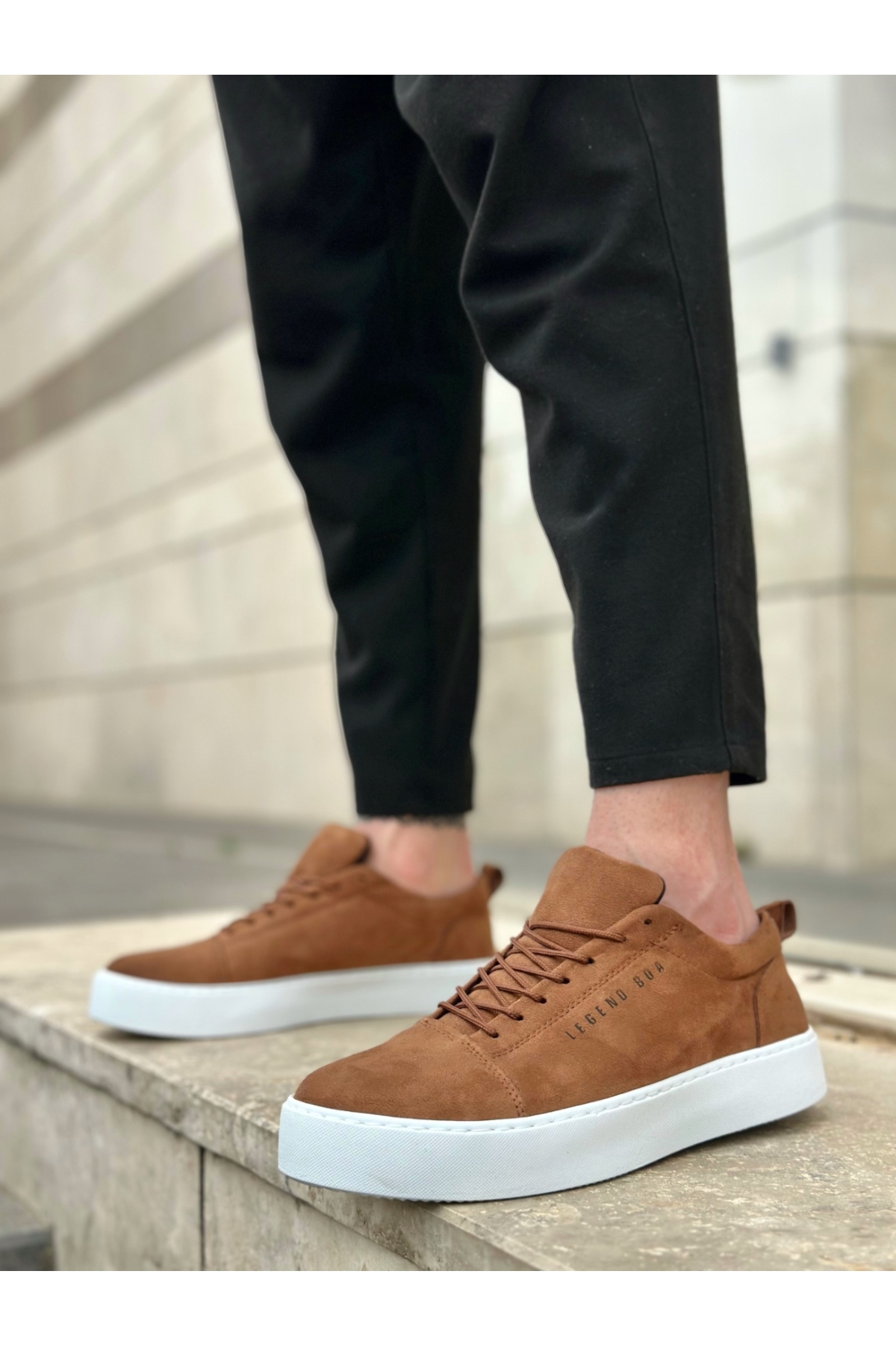 Bağcıklı Erkek Spor Ayakkabı TABA SÜET (BEYAZ TABAN) - Görsel 7