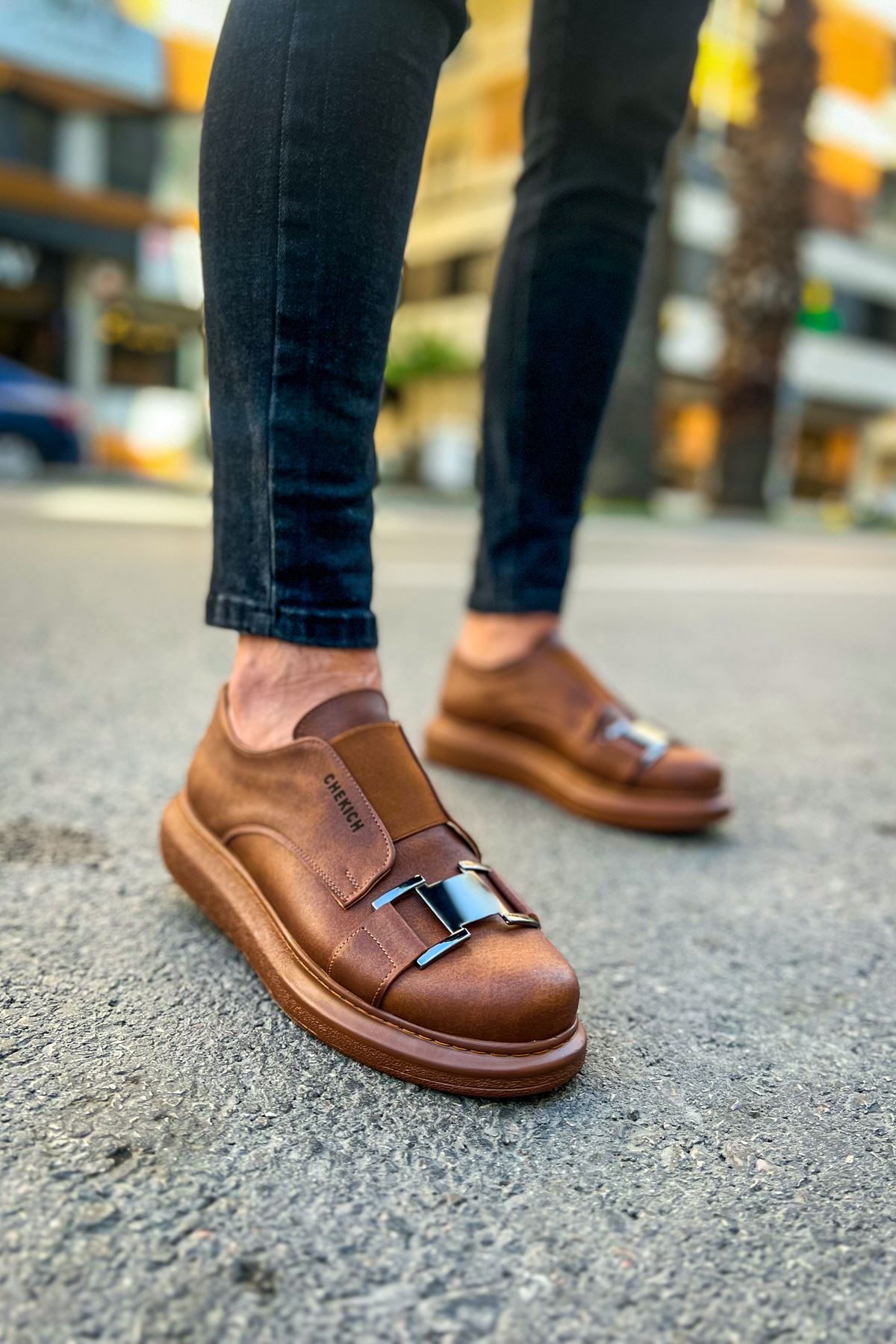 Lastikli Toka Detaylı Erkek Spor Ayakkabı Taba - Görsel 2