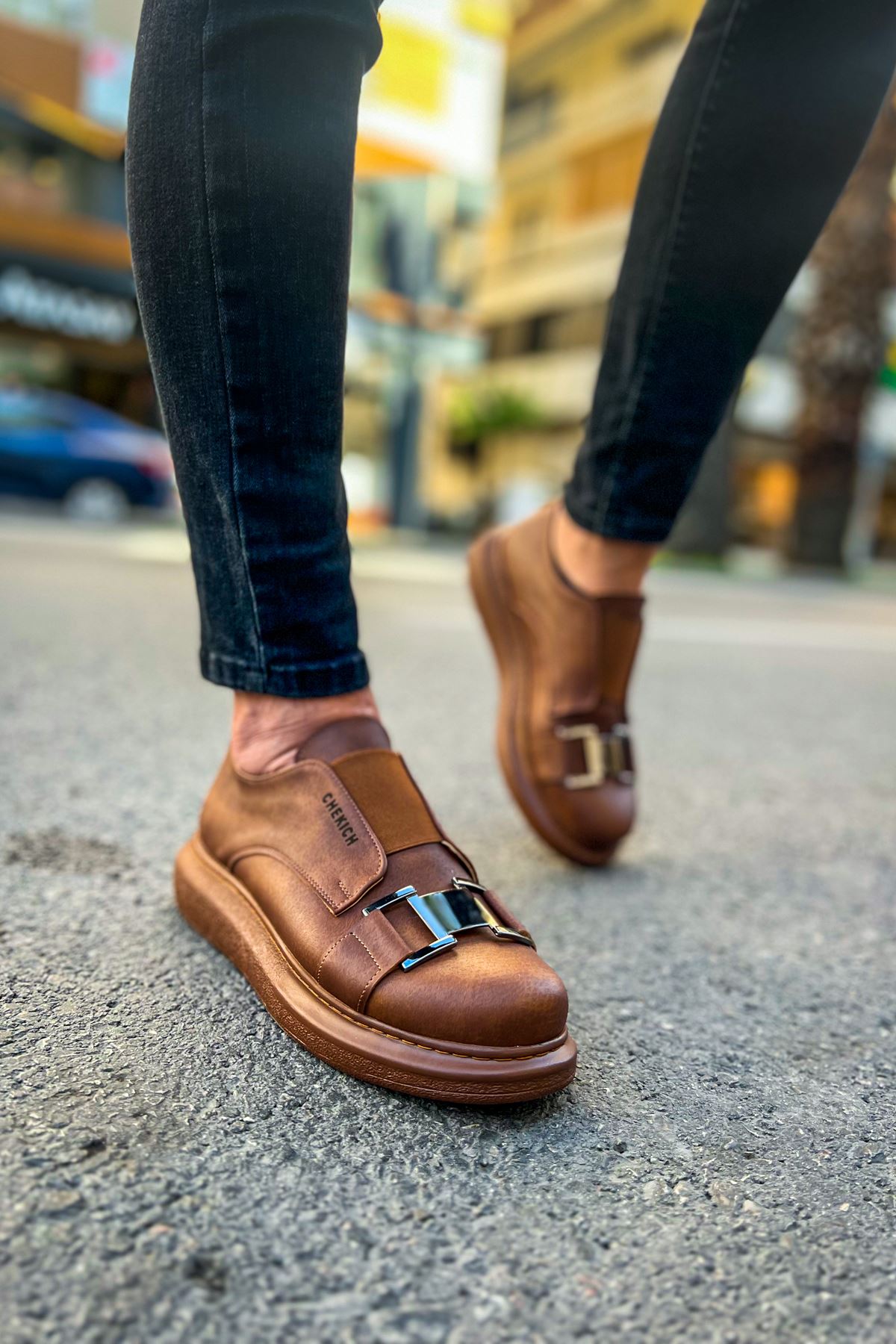 Lastikli Toka Detaylı Erkek Spor Ayakkabı Taba - Görsel 4